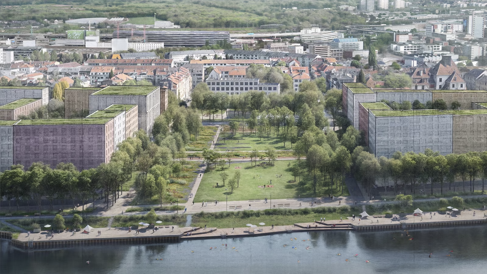 Visualisierung der Arealentwicklung Klybeck- und Westquai in Basel