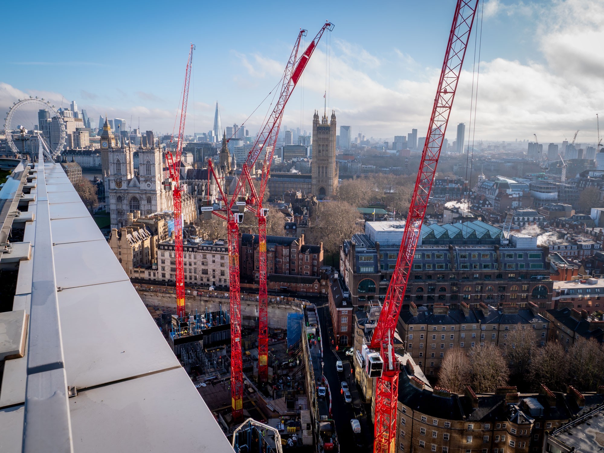 Baustelle 1 Victoria Street in London mit Wolffkran