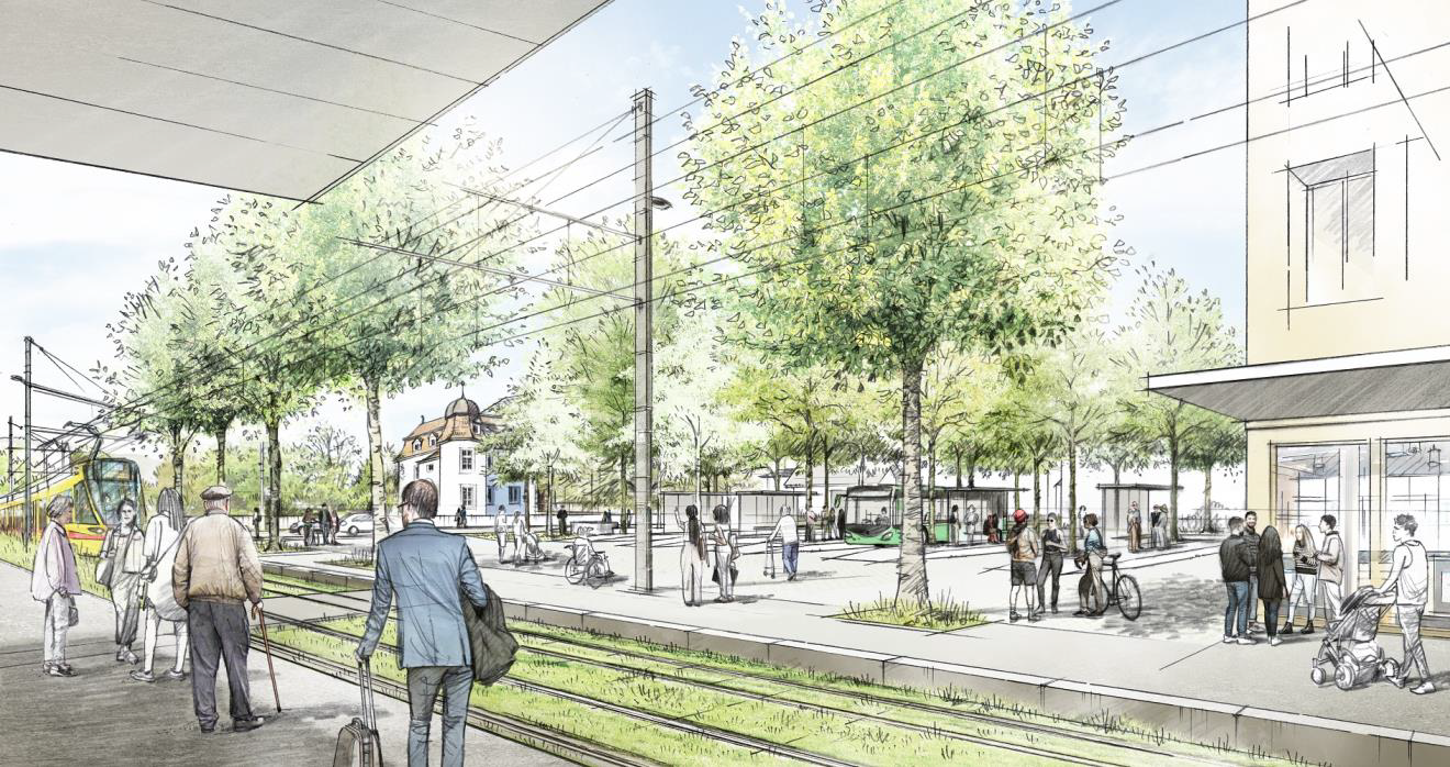 Visualisierung neuer Bushof Bottmingen BL
