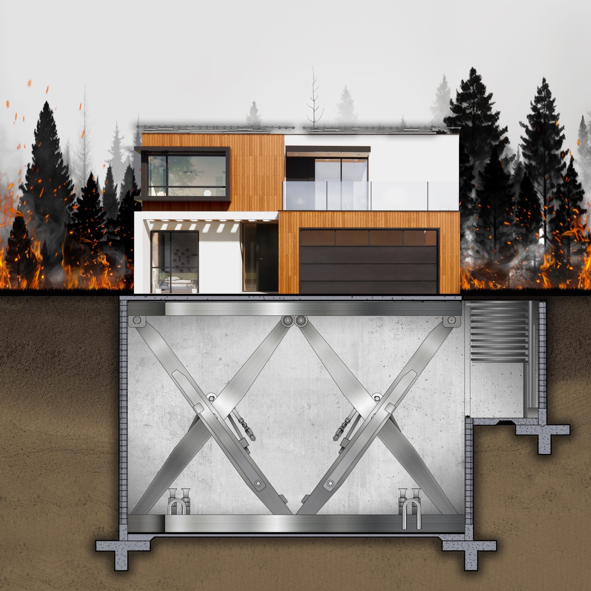 Visualisierung Haus-Bunker von HiberTec Homes
