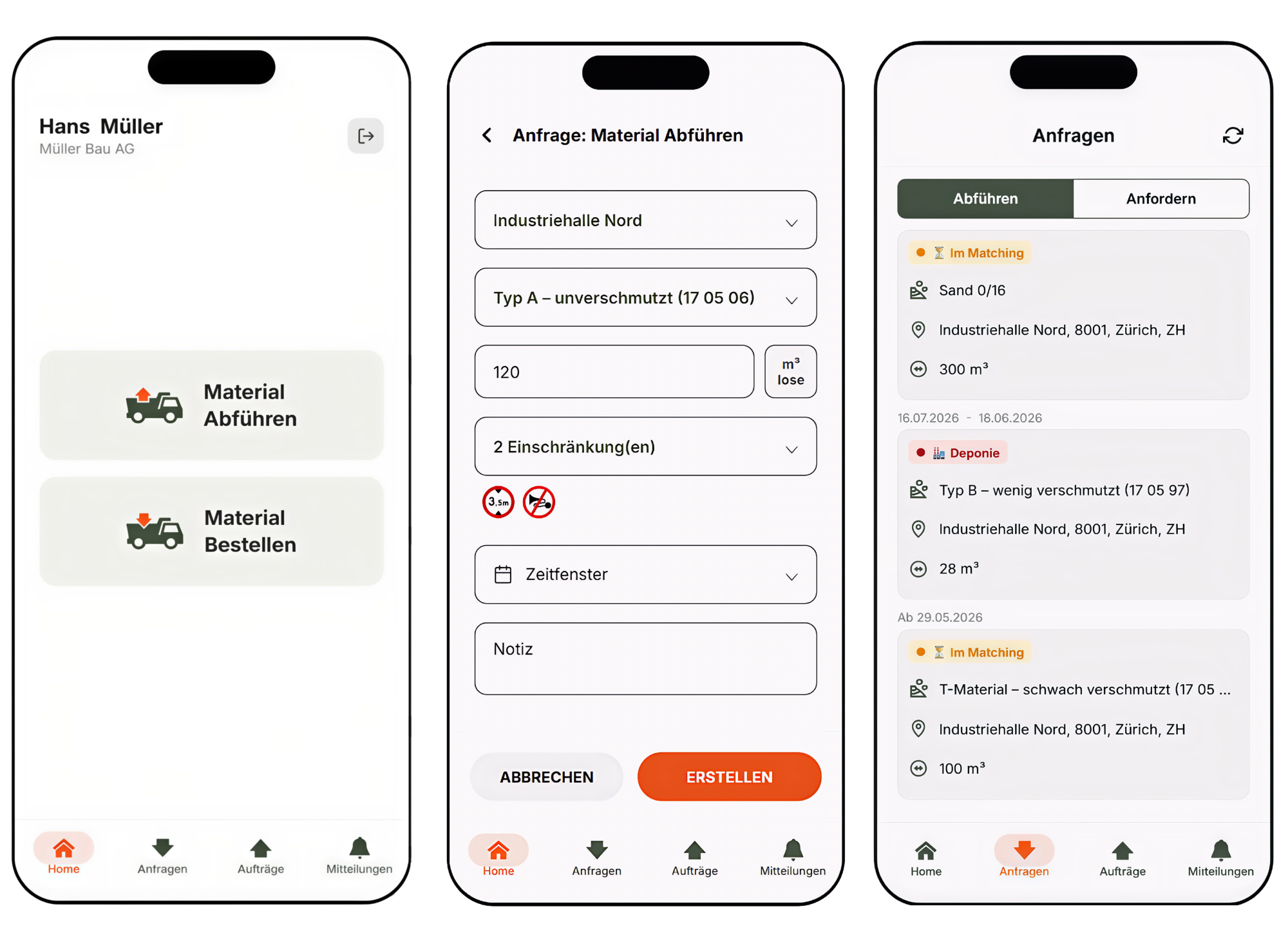 Screenshots der SoilTrack-Plattform