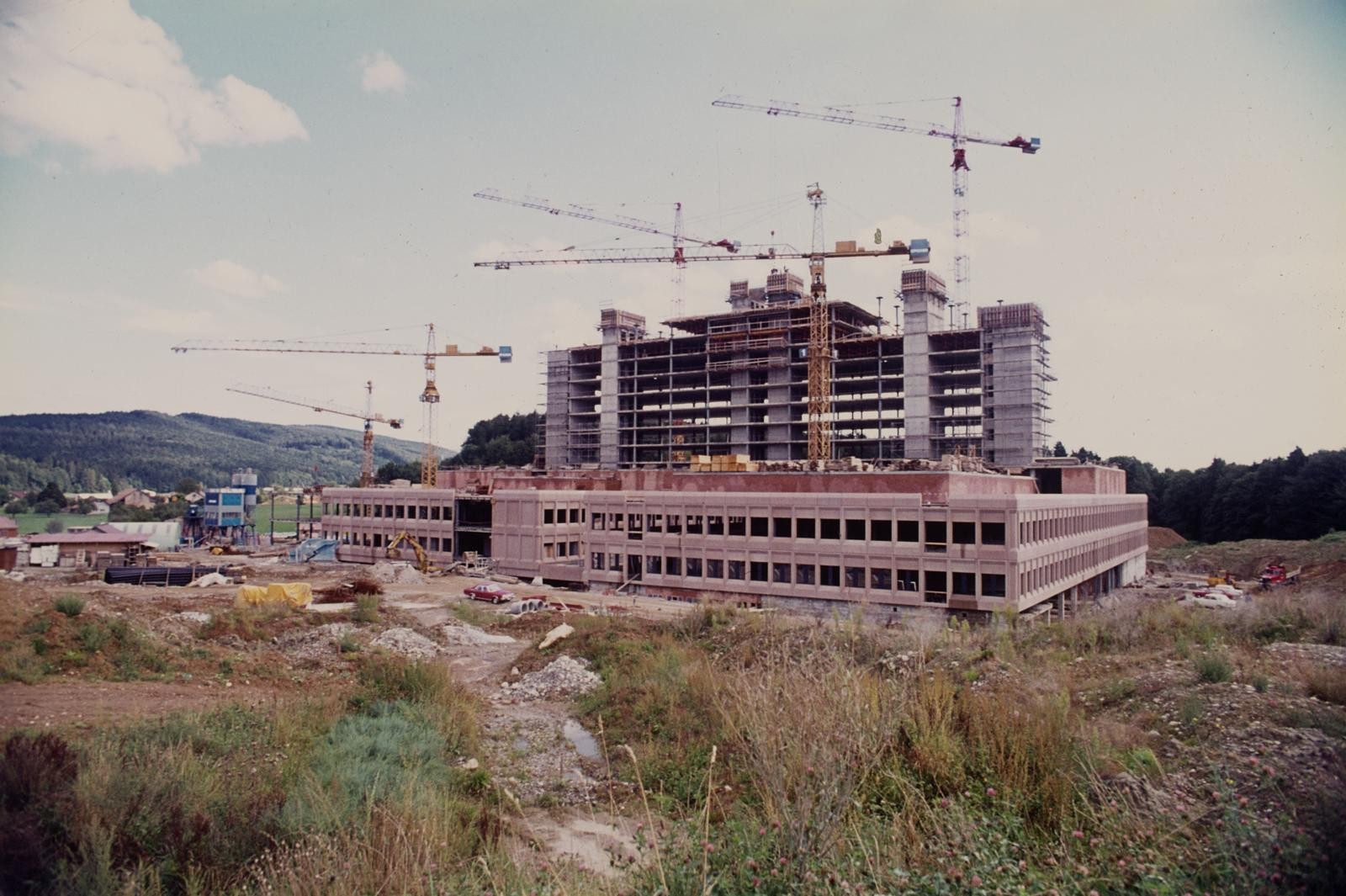 Baustelle des Kantonsspitals Baden um 1974