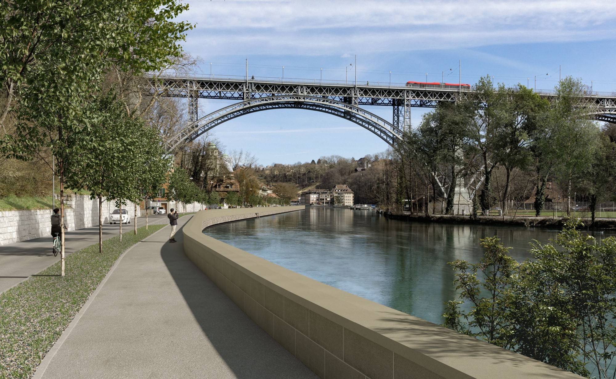 Visualisierung Hochwasserschutz an der Aarstrasse in Bern