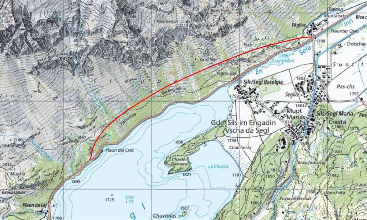Grafik, Linienführung Silsertunnel