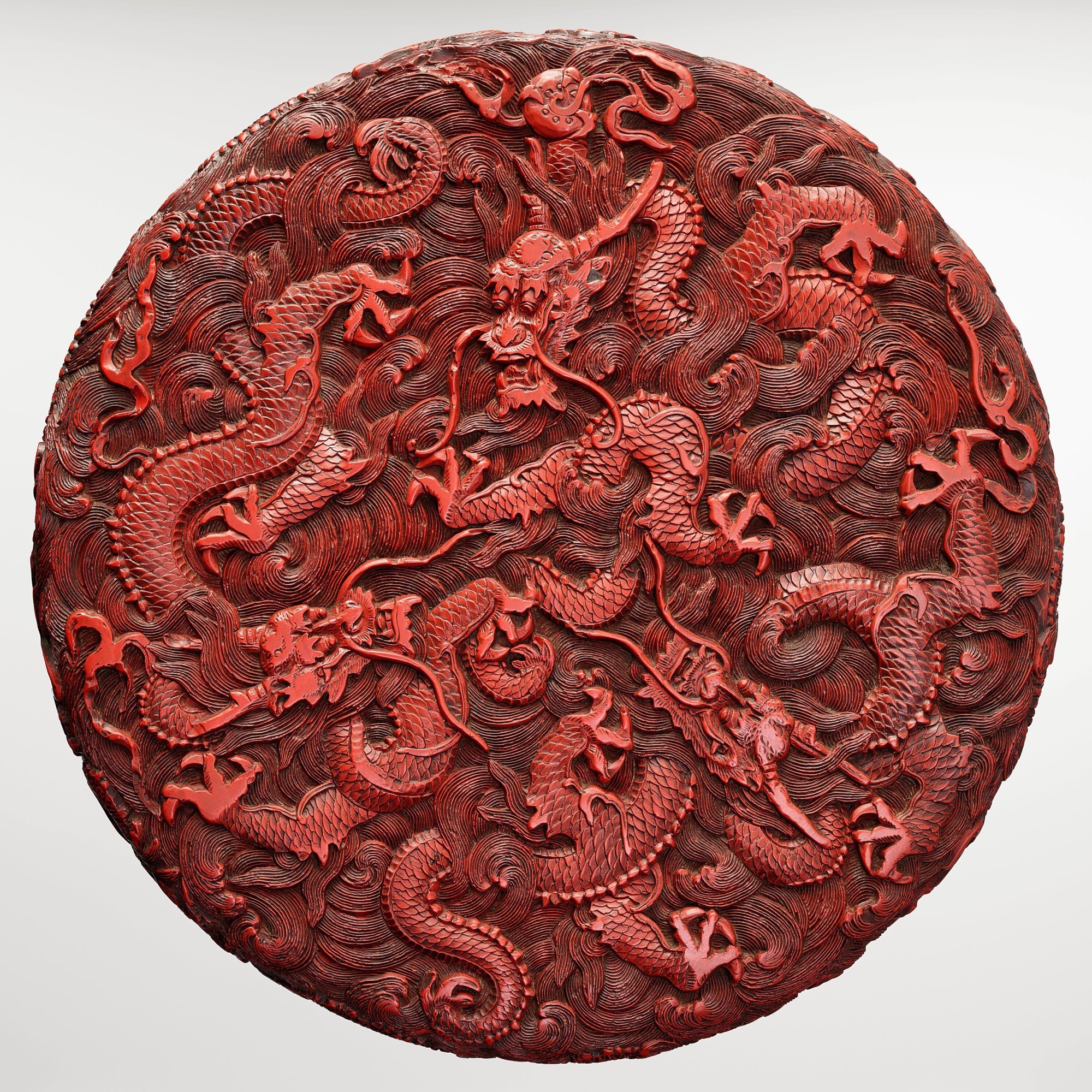 Schnitzlack-Dose mit Drachen aus der Qing-Dynastie