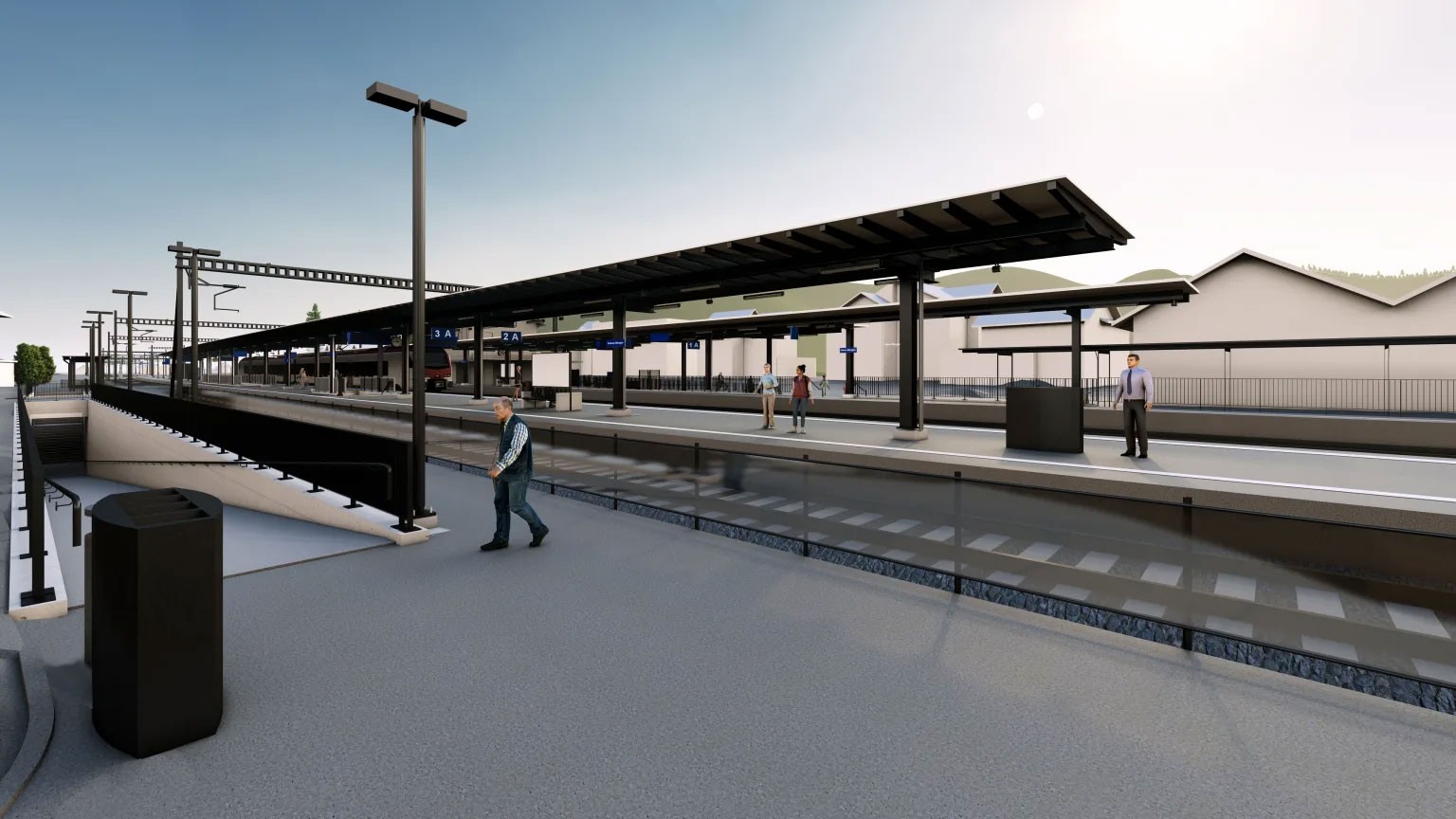 Visualisierung des künftigen Bahnhofs Siebnen-Wangen
