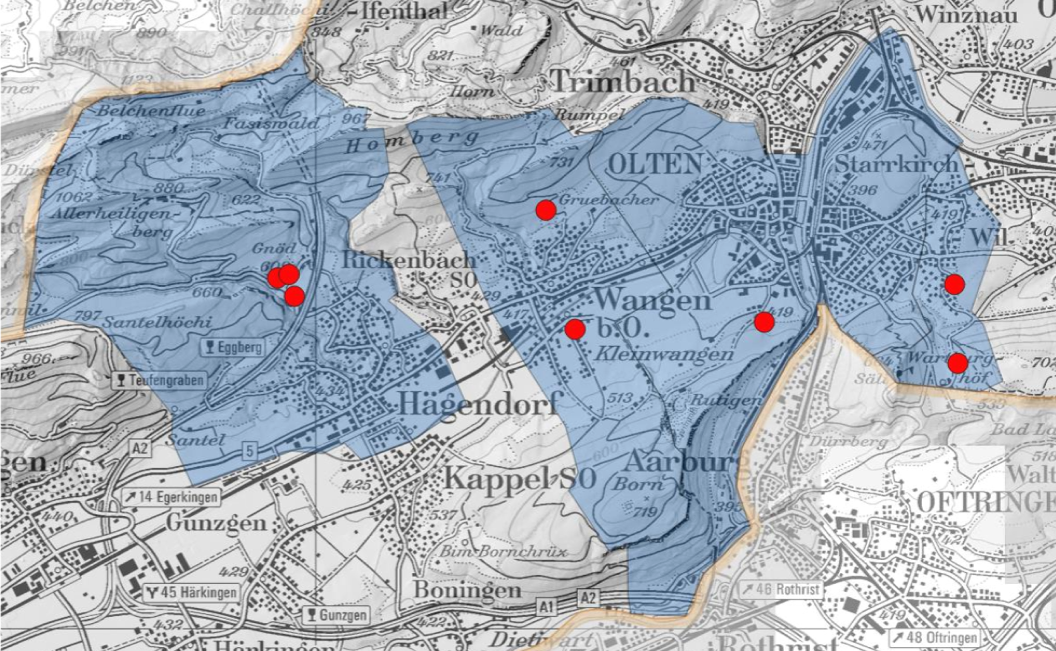 Übersicht Sanierung Schiessanlagen Region Olten
