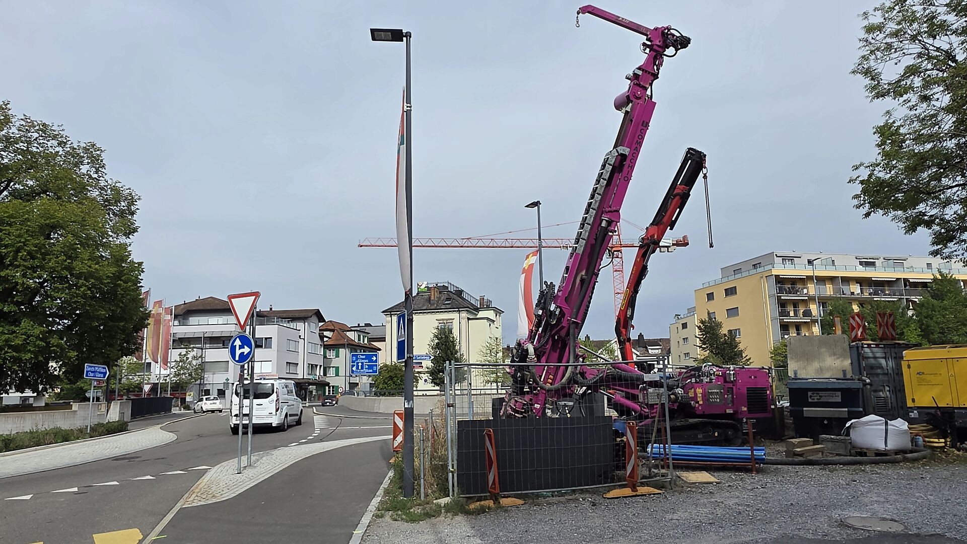 Bohrmaschine beim Grosskreisel Siebnen