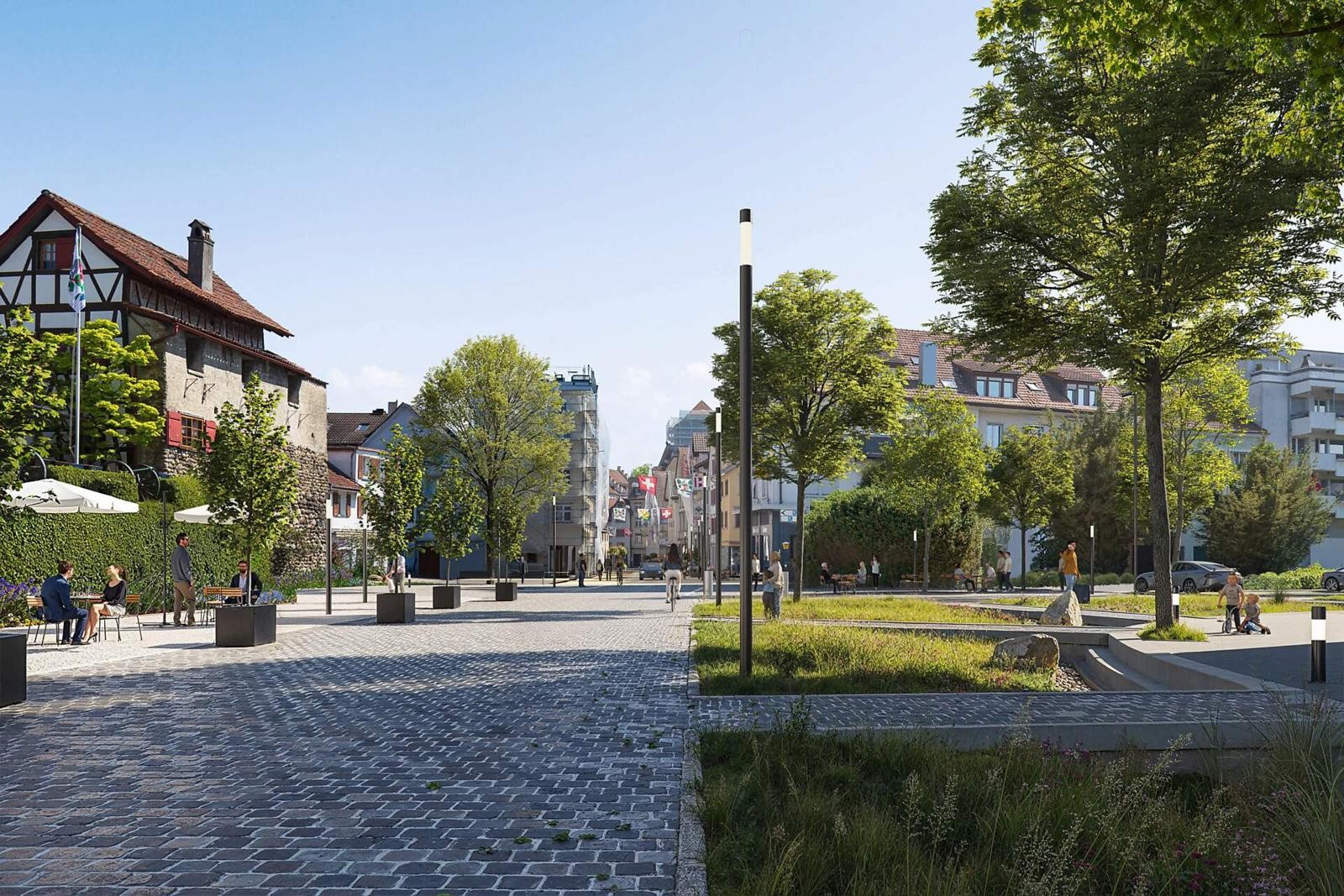 Visualisierung zur Umgestaltung Römerhof in Arbon