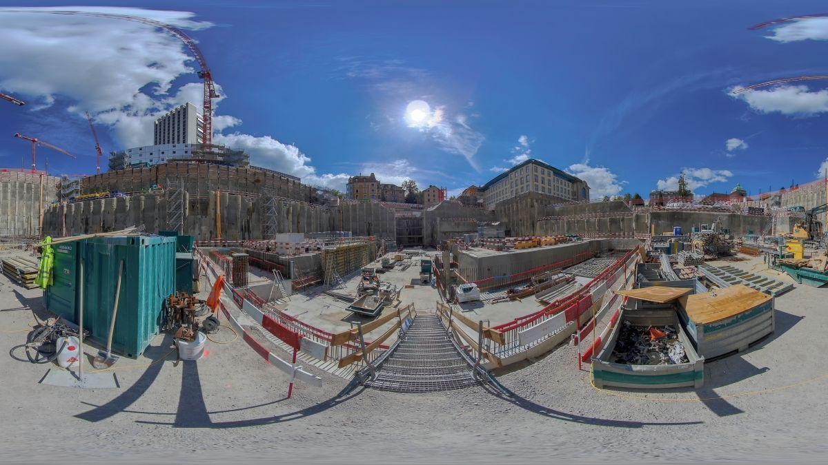360-Grad-Perspektive der Baugrube für das Forum UZH