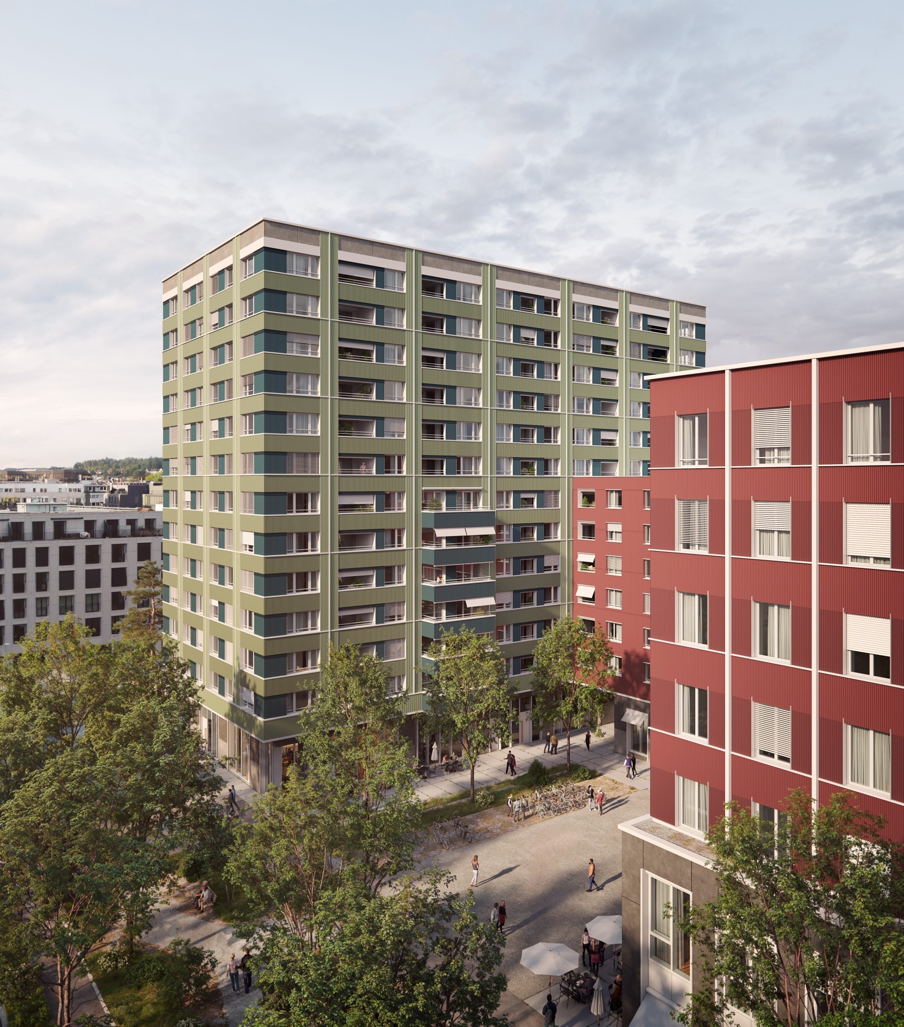 Visualisierung Projekt Towerkomplex in Winterthur Neuhegi Wohnturm
