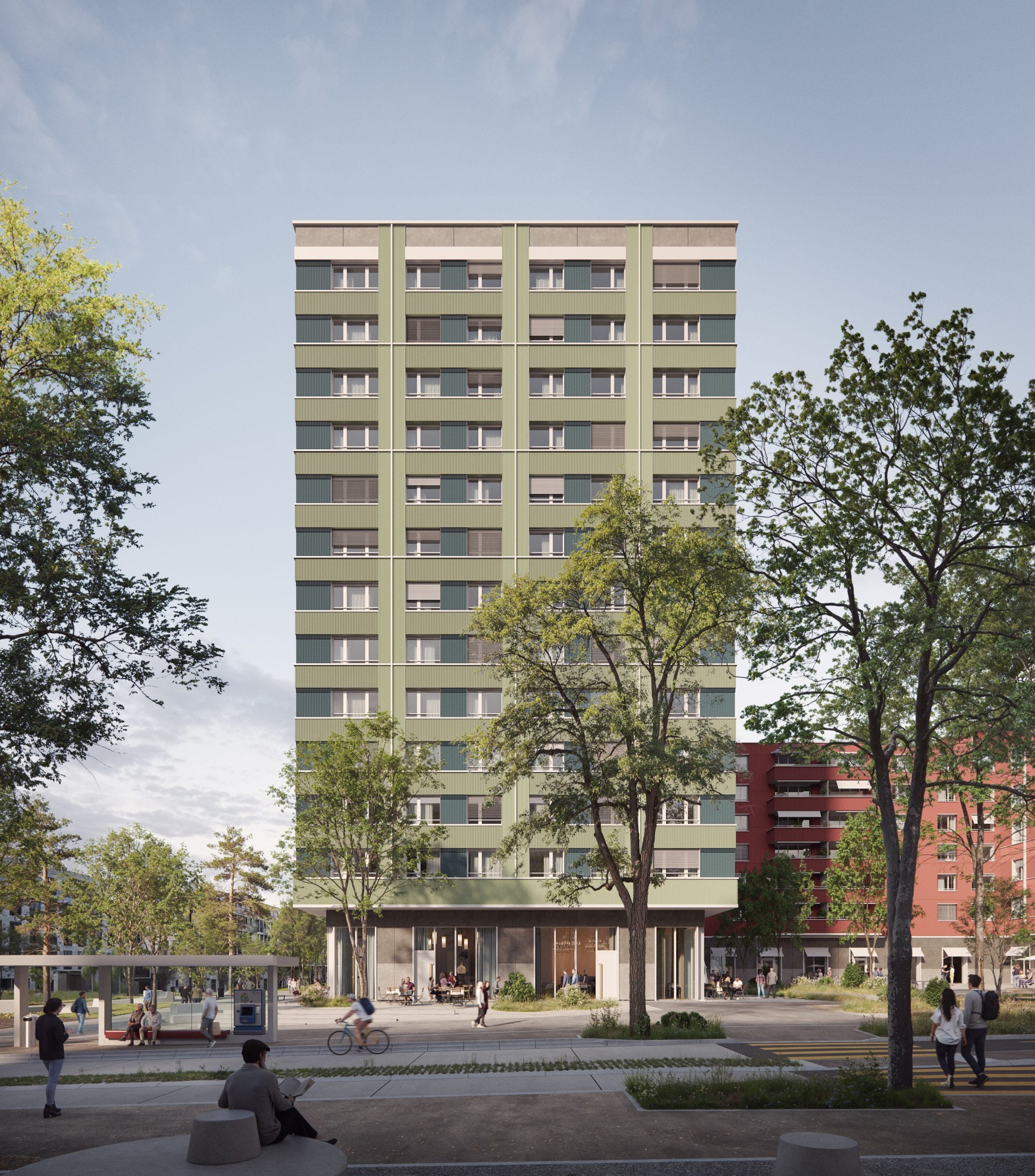 Visualisierung Projekt Towerkomplex in Winterthur Neuhegi Aussen