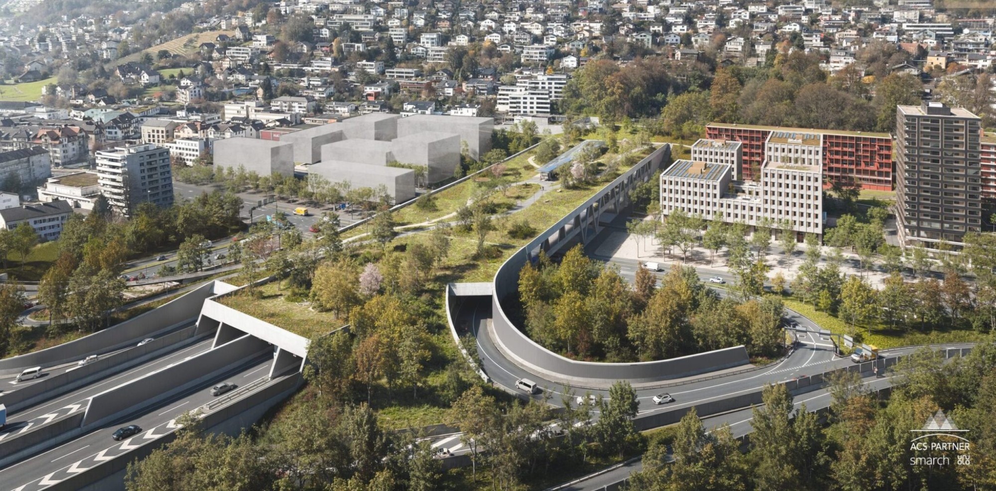 Tunnelportal für Bypass Luzern im Gebiet Grosshof in Kriens