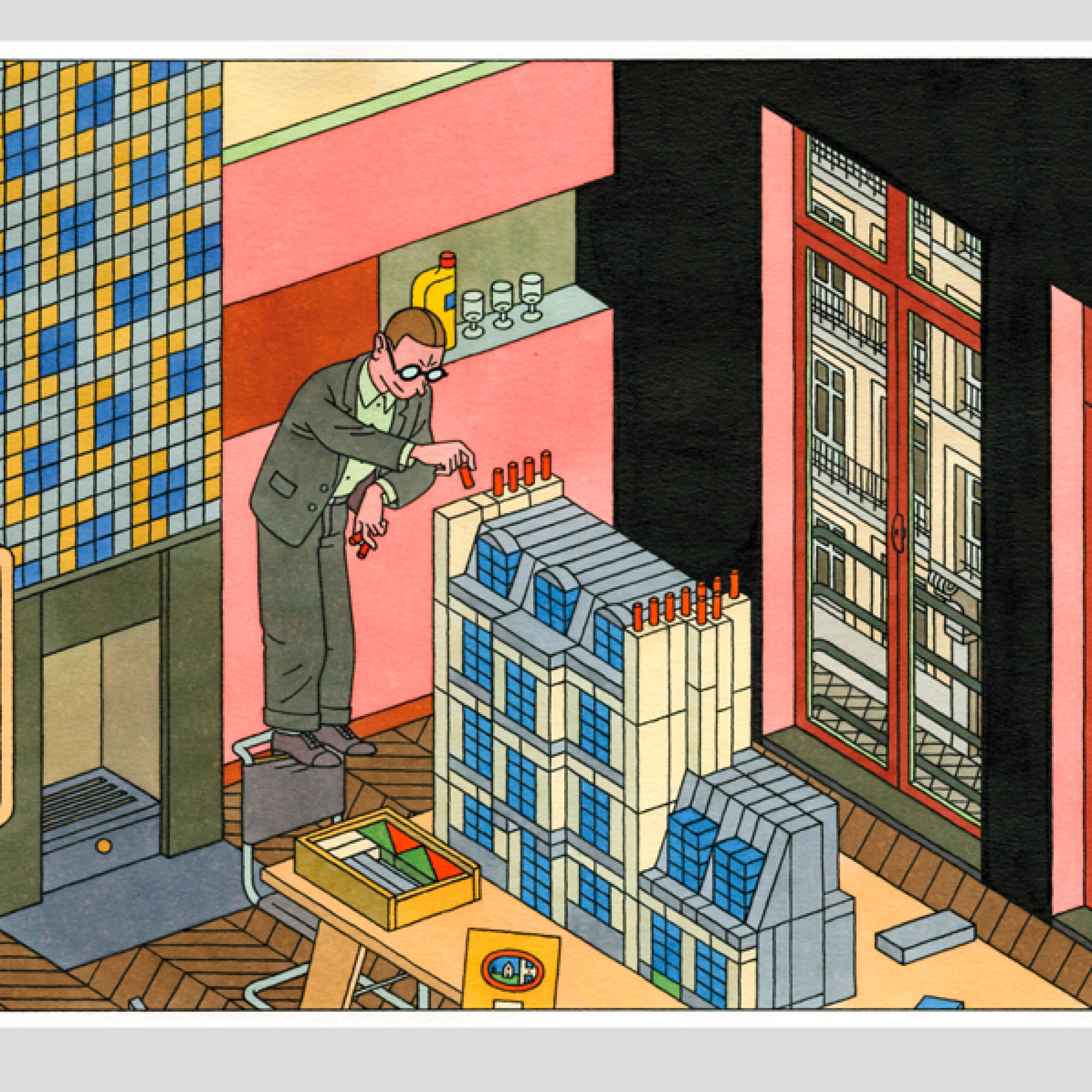 "Paris in abstrahierter Form", 2011, Piezografie (Joost Swarte, Cartoonmuseum Basel)