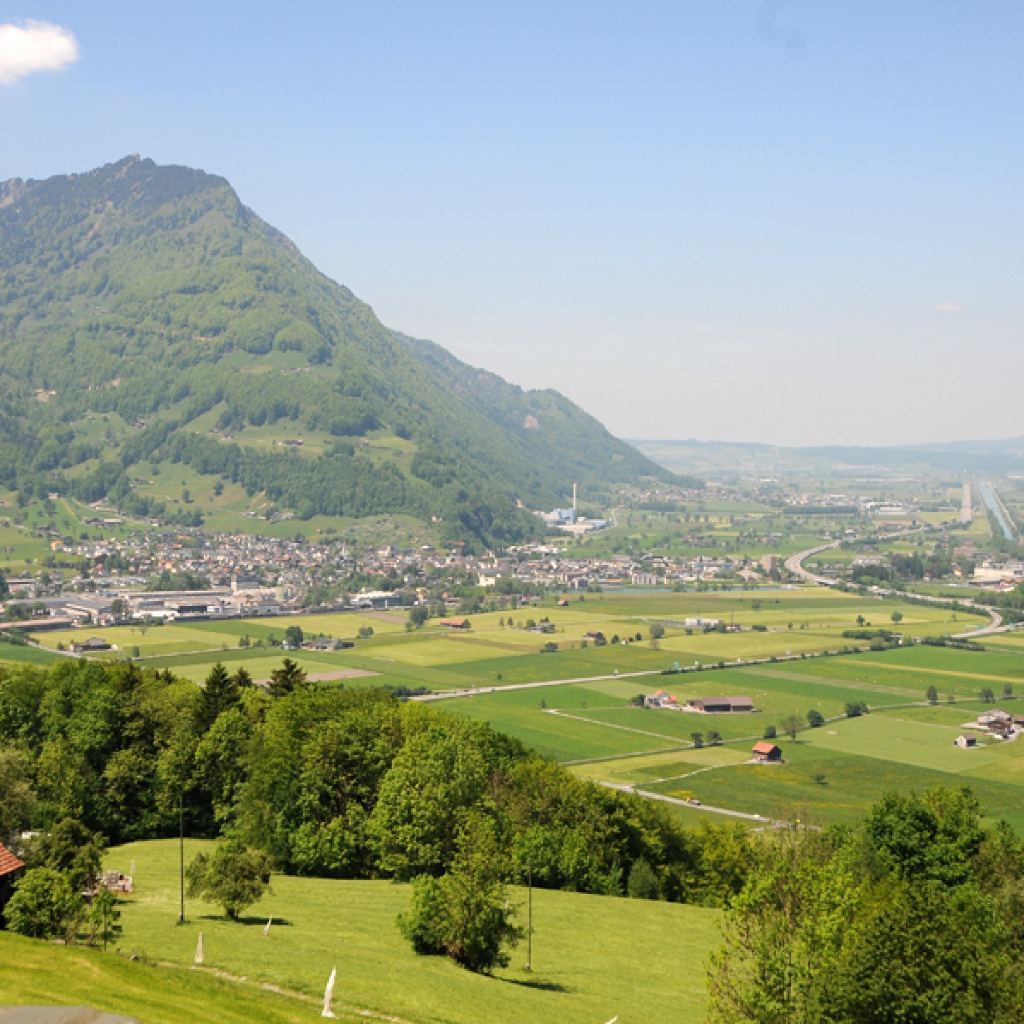 Blick auf Niederurnen und den Linthkanal. (Böhringer, wikimedia.org, CC)