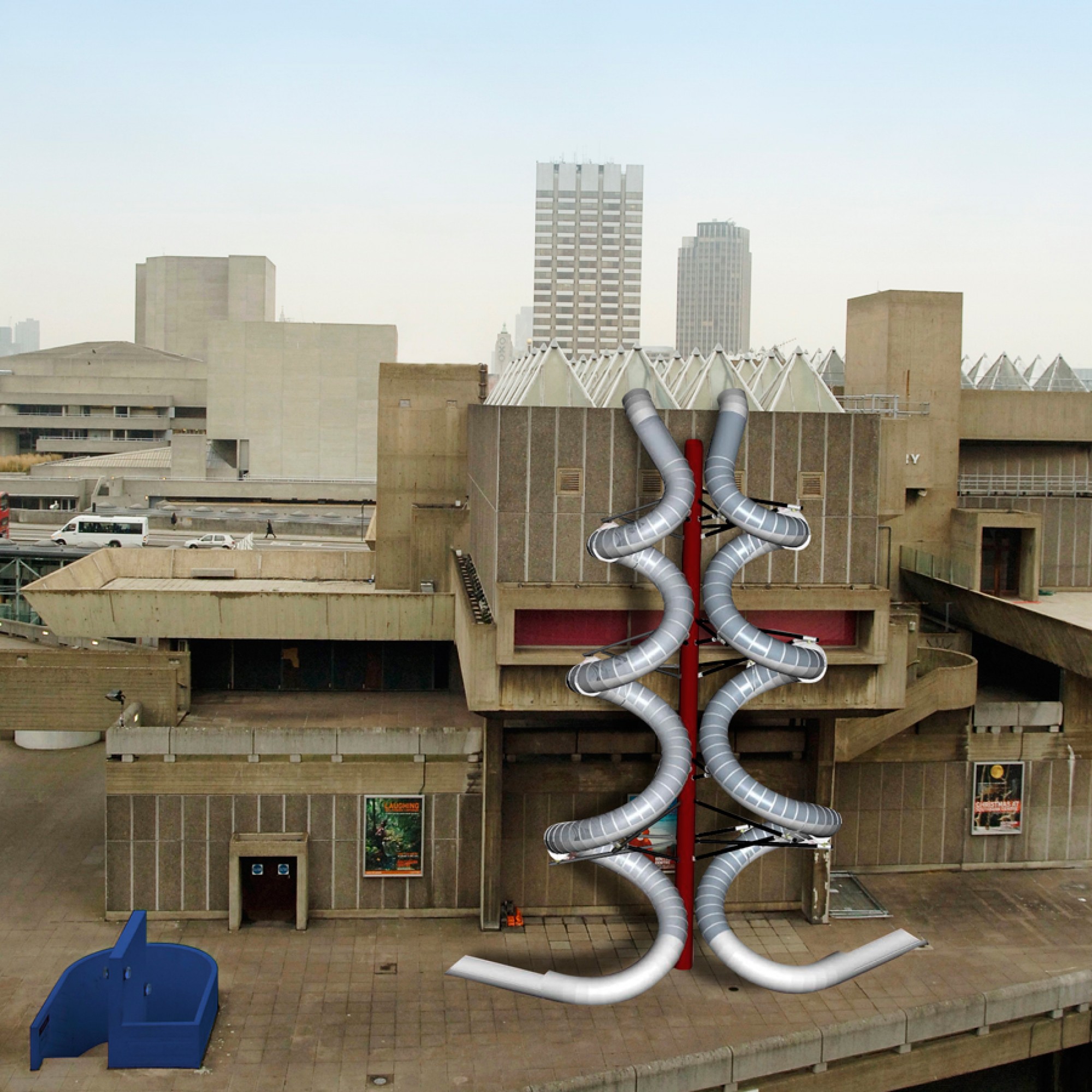 So soll die Rutschbahn bei der Hayward Gallery aussehen: In einer Spirale gleiten die Museumsbesucher nach unten. (Carsten Höller)