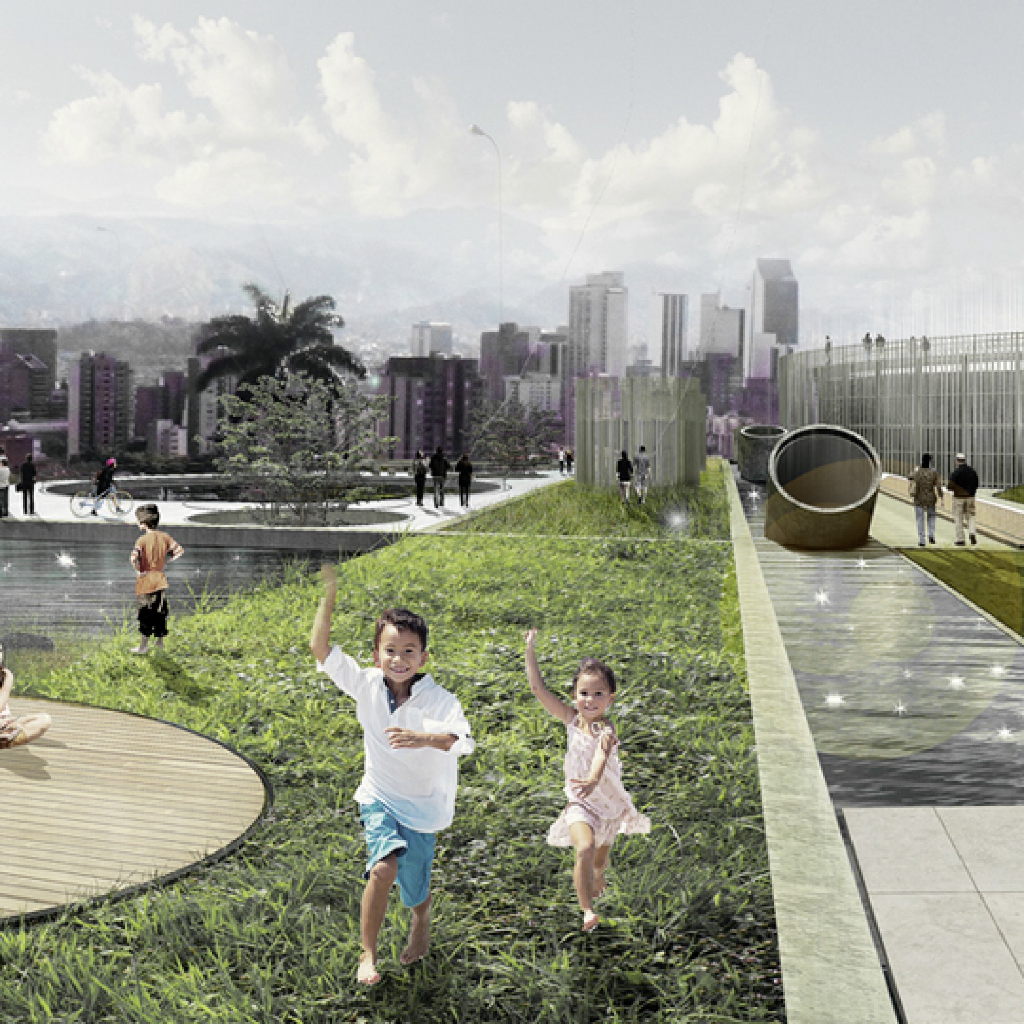 Global Holcim Award Gold: Architekten Mario Fernando Camargo Gómez und Orlando Tombé Hurtado vom Colectivo720 entwarfen einen Park, der aus einem stillgelegten Wasserreservoir besteht. (zvg)