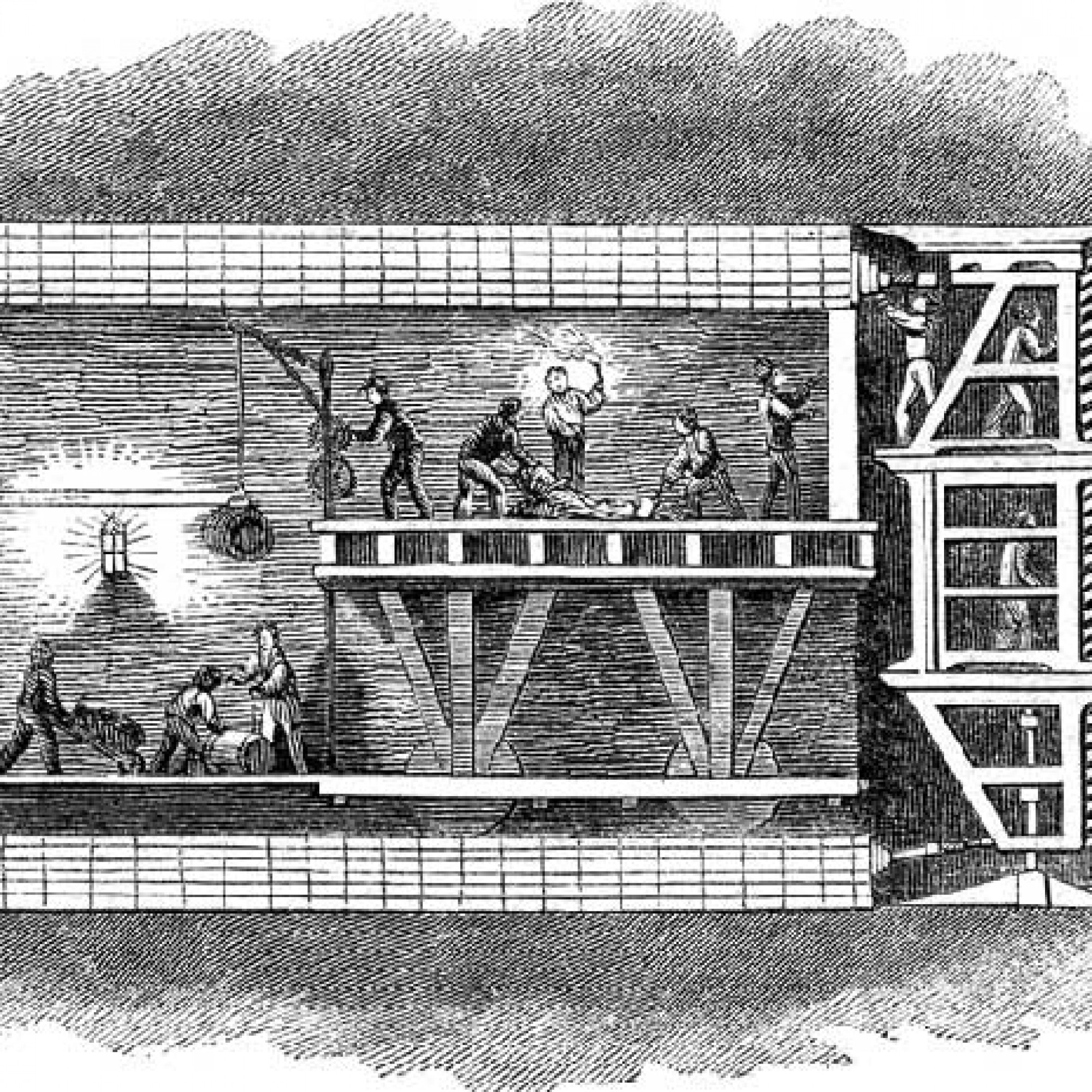 Das Tunnelbohrschild, wie es beim Tunnelbau zum Einsatz gekommen war.  (Gemeinfrei, Wikimedia)