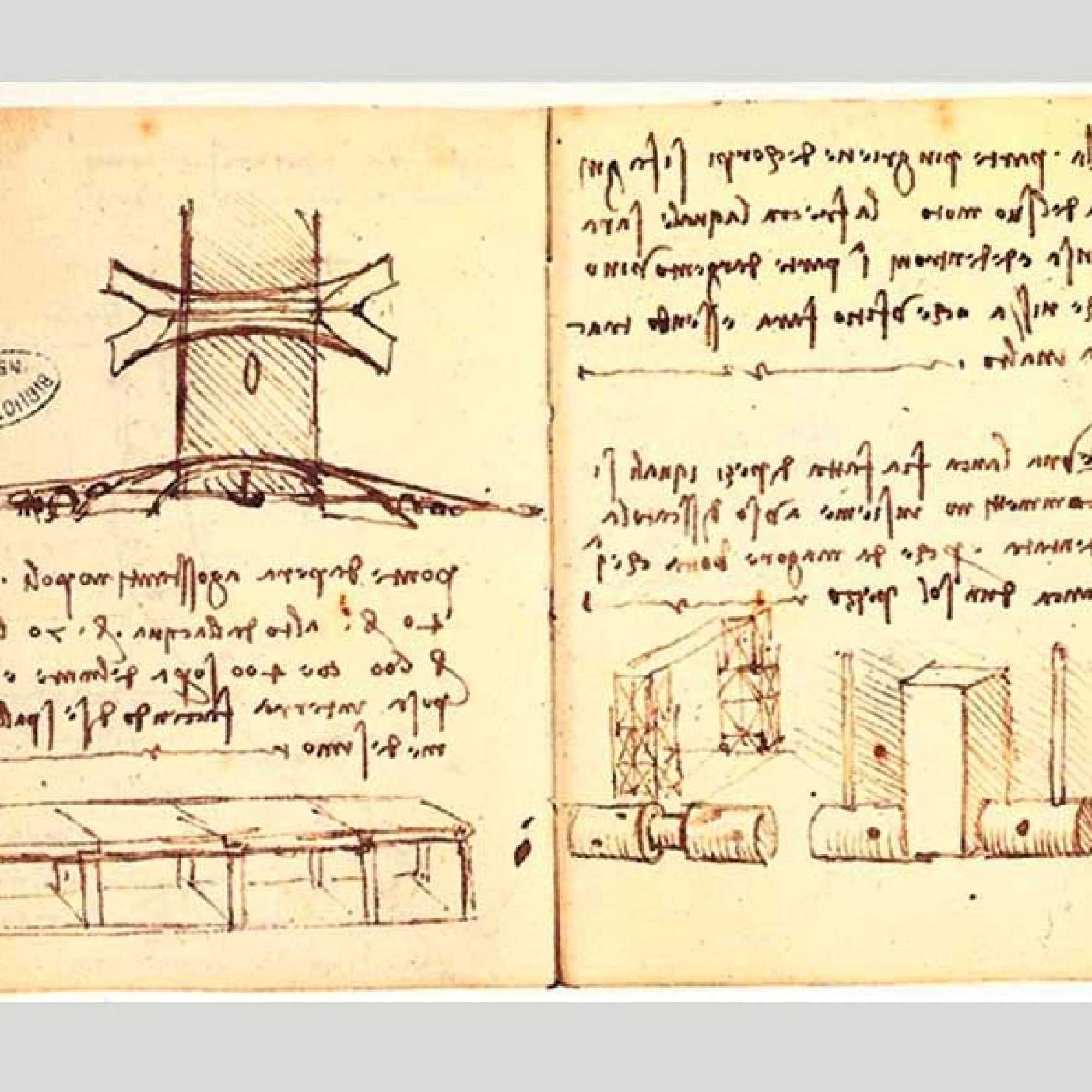 So stellte sich Leonardo da Vinci die Brücke vor. (wikimedia.org)
