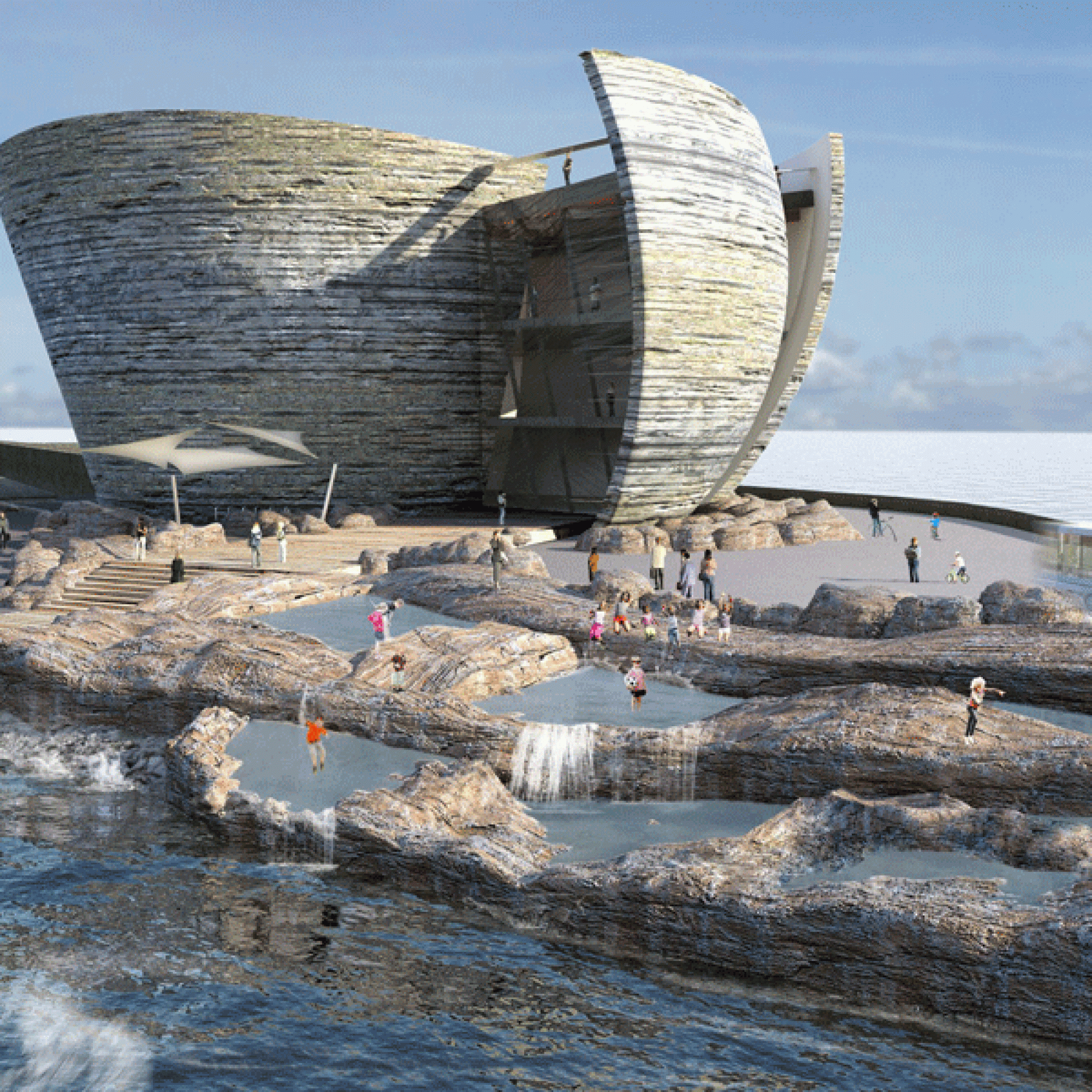 Das geplante Besucherzentrum des Gezeitenkraftwerks (Visualisierung zvg)