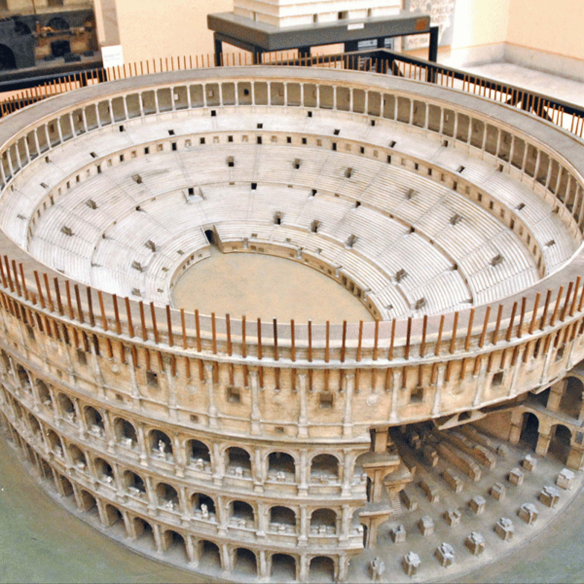 Modell des Kolosseums im Museum der römischen Zivilisation (wikimedia.org, dalbera, CC)