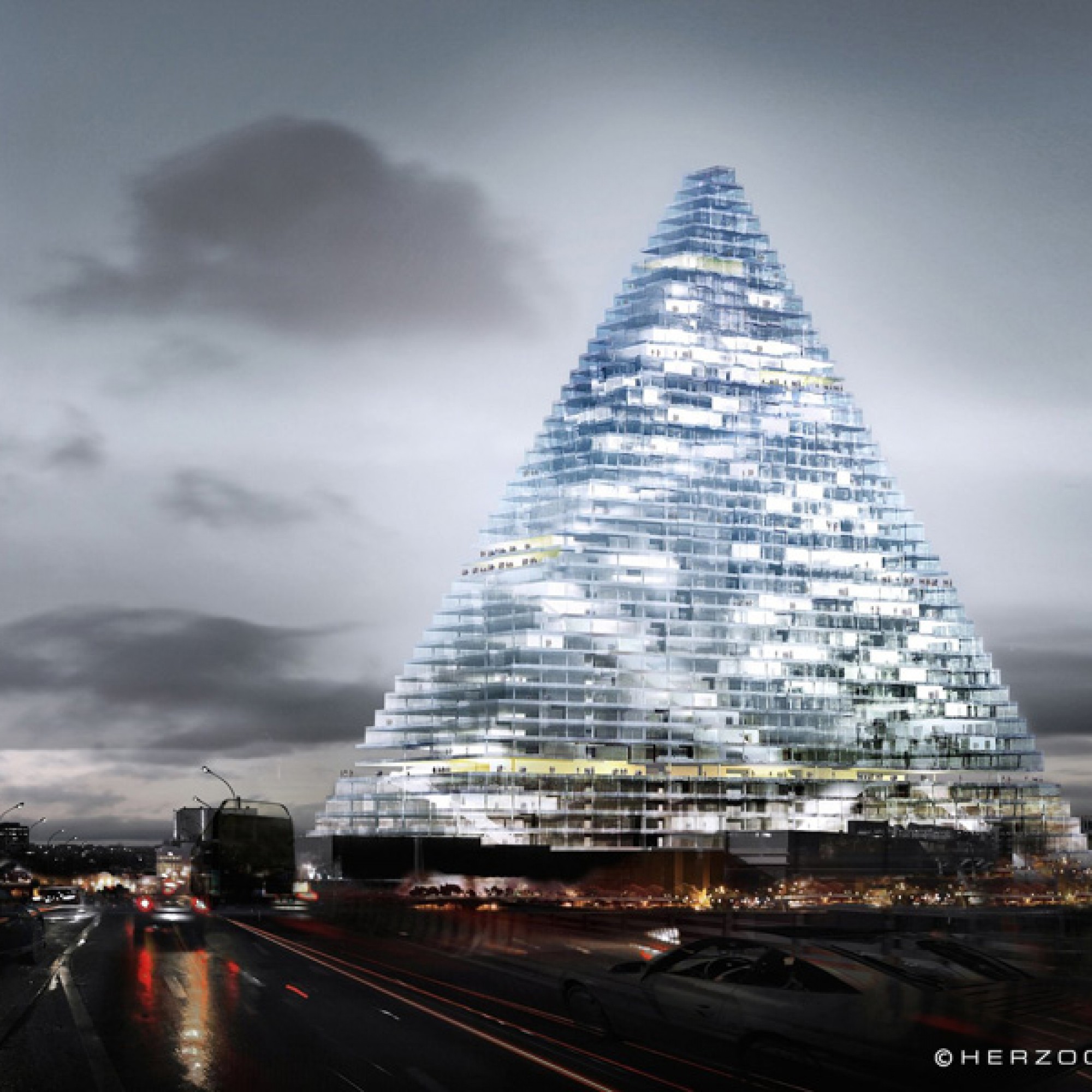 Entwurf für den Tour Triangle von Herzog & de Meuron (© Herzog & de Meuron)