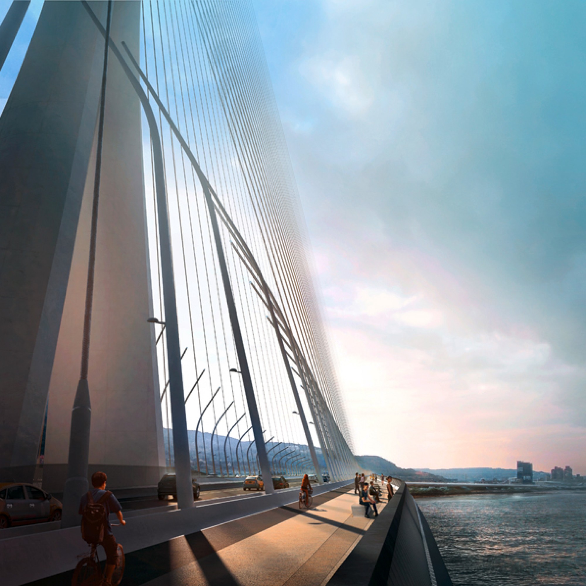 Die Brücke wird für Fussgänger, Autos und für die Bahn errichtet. (PD)