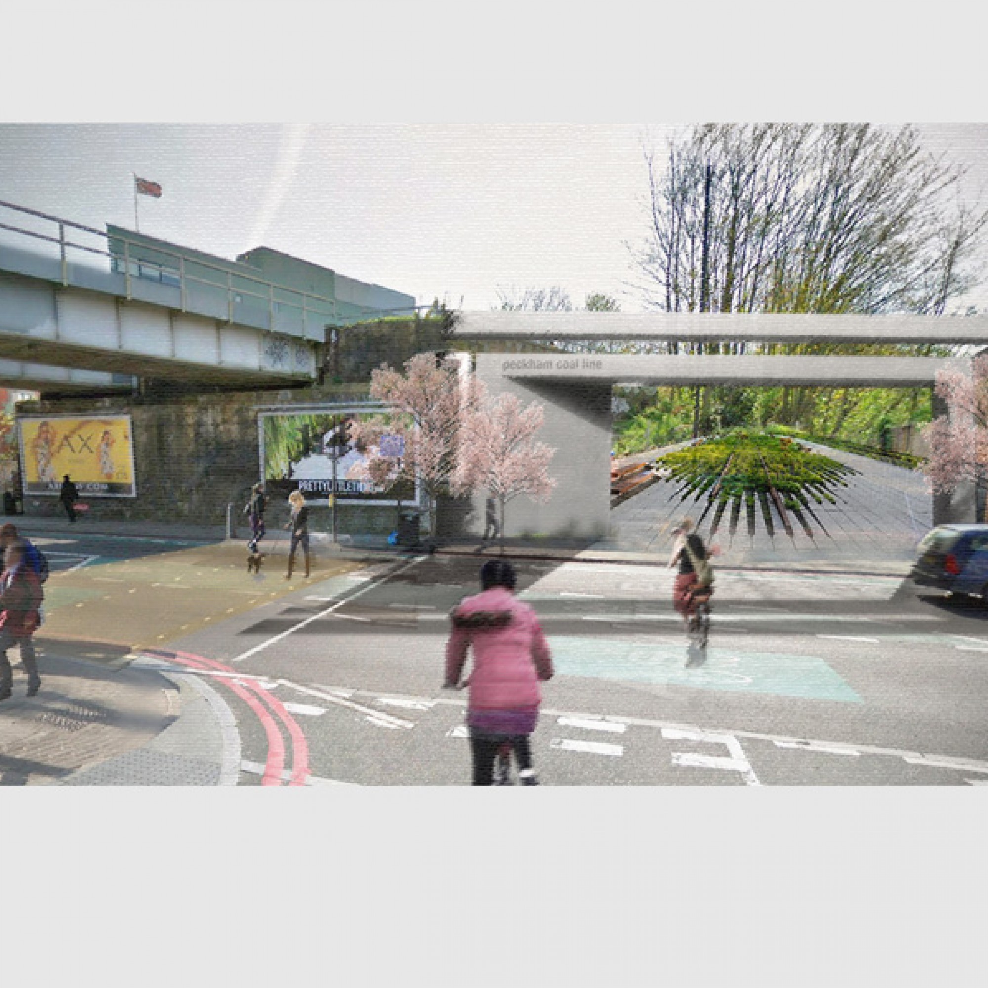 Keine Grüne Lungs sondern eher eine grüne Ader: So könnte es beim Eingang der Londoner High Line aussehen. (zvg)