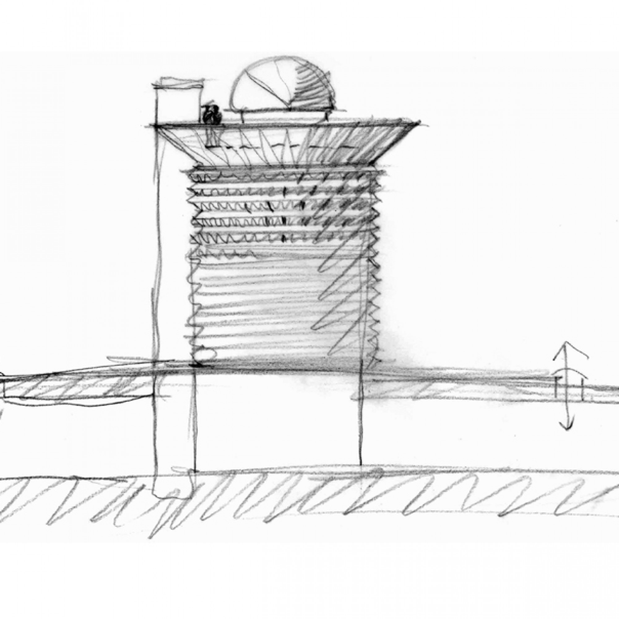 Skizze der Sternwarte von Mario Botta. Das Observatorium einmal von der Seite... (zvg)