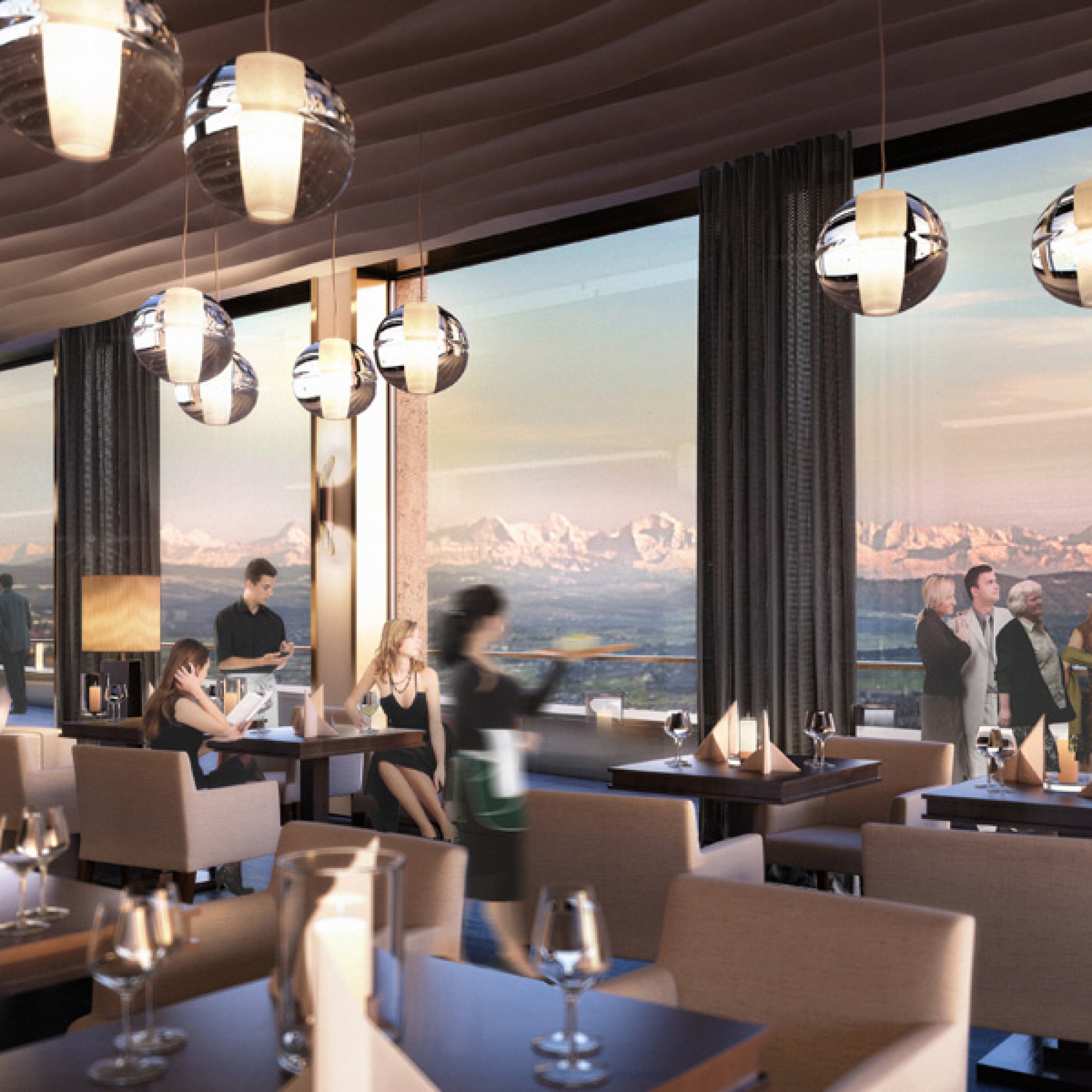 So soll das Panoramarestaurant im zehnten Stock des Bärenturms aussehen.