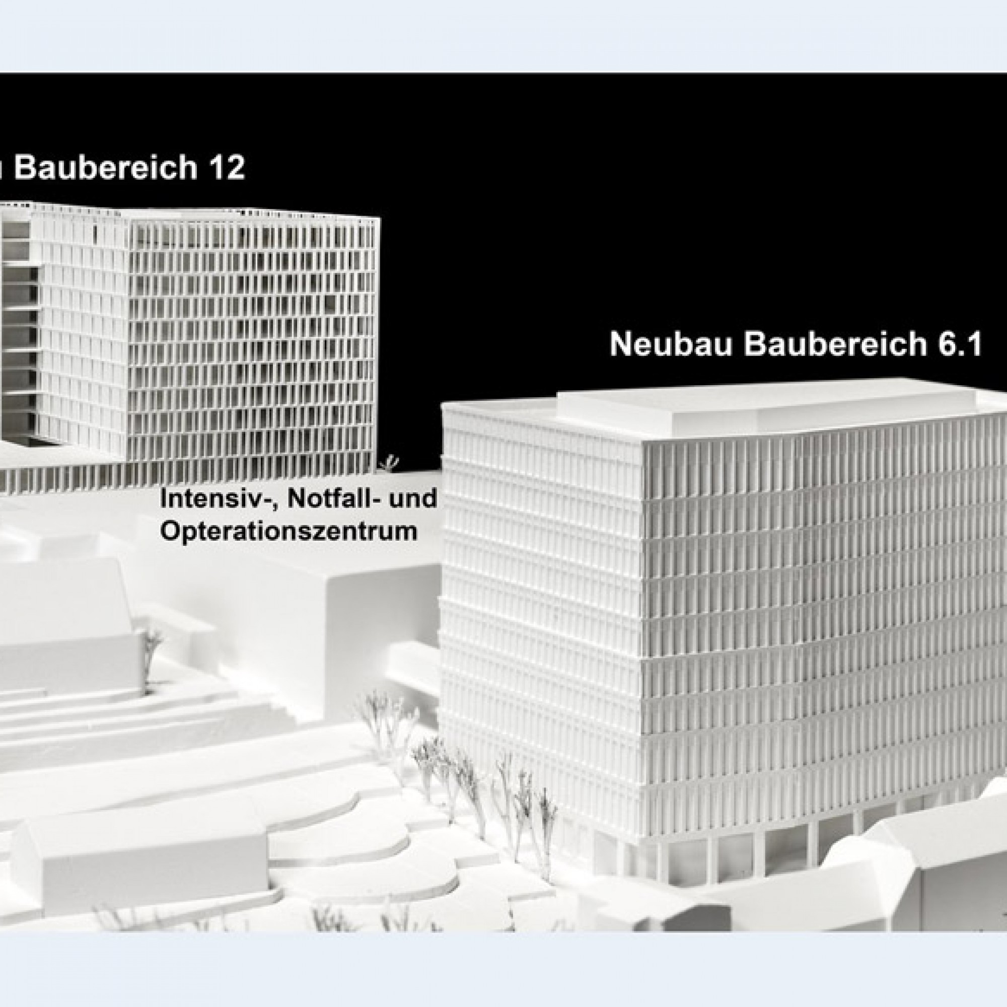 Die beiden Neubauprojekte Baubereich 12 (Schweizerisches Herz- und Gefässzentrum und die Zentren der Fachkliniken) sowie Baubereich 6.1 (Organ- und Tumorzentrum) des Masterplans sind über das Intensiv-, Notfall- und Operationszentrum (INO) miteinander ver