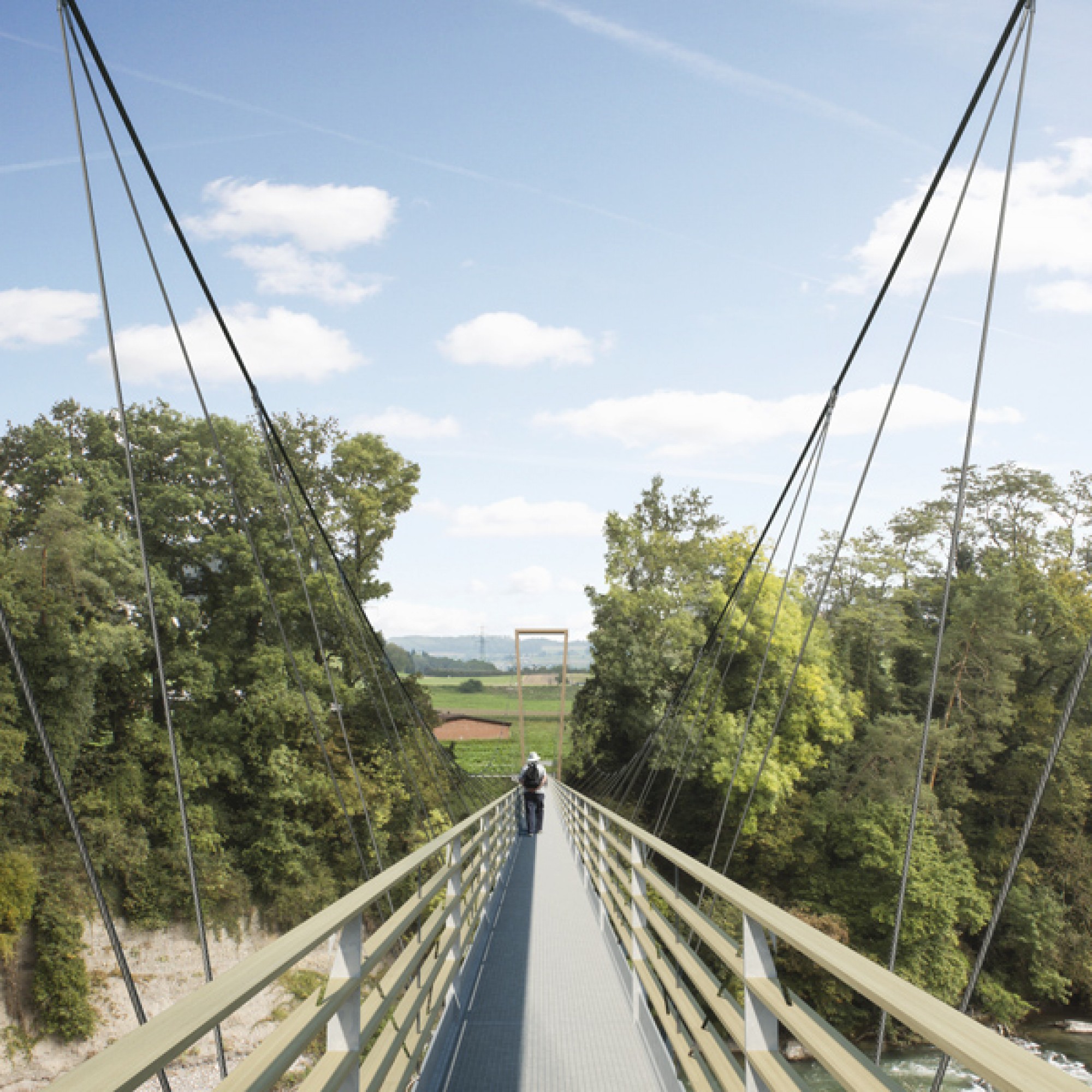 Fast 20 Meter über der Reuss wird die Brücke gespannt. (Visualisierung: zvg)