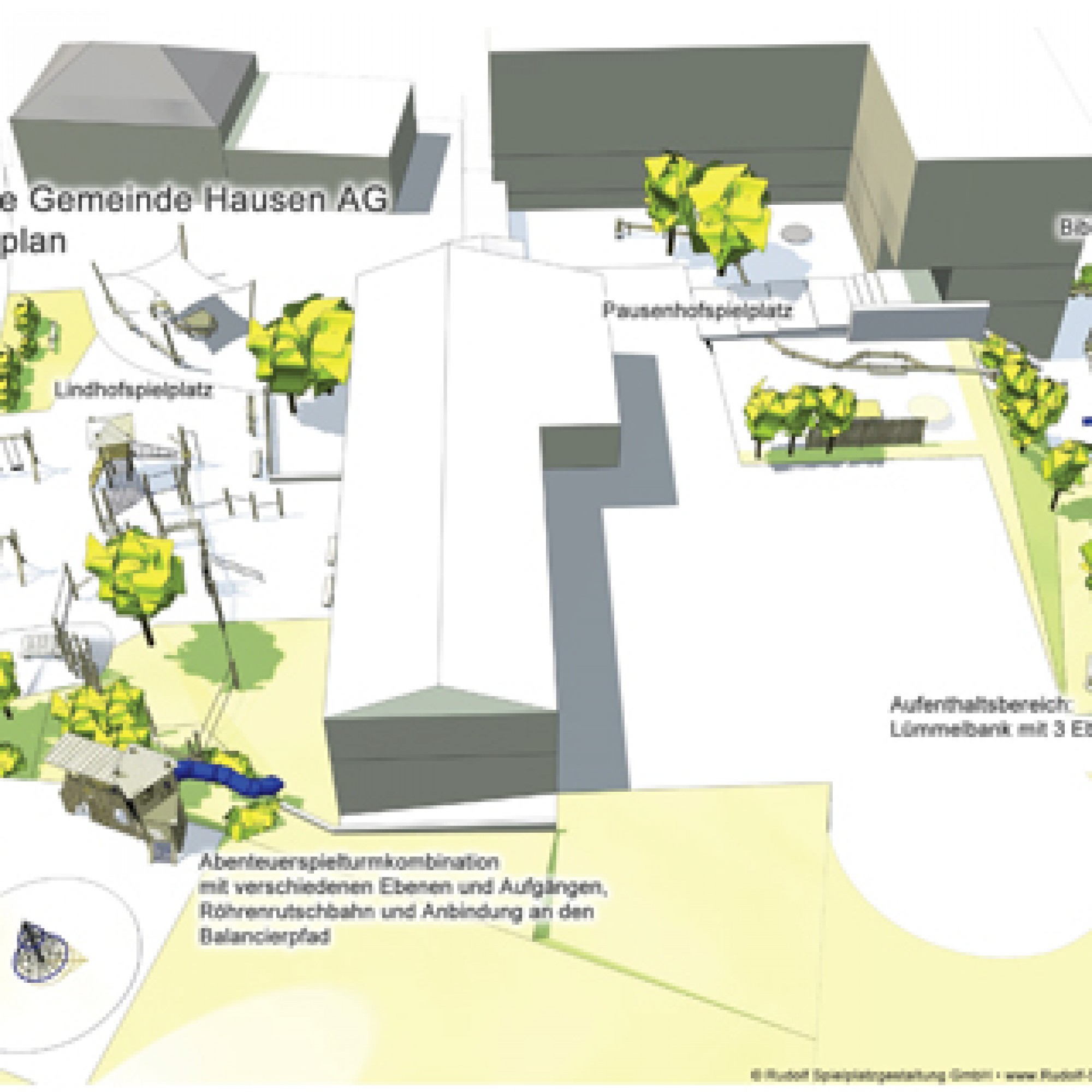 So stellen sich Kinder einen Spielplatz vor: Visualisierung der von ihnen gestalteten Begegnungsanlage. (Bild: zvg)