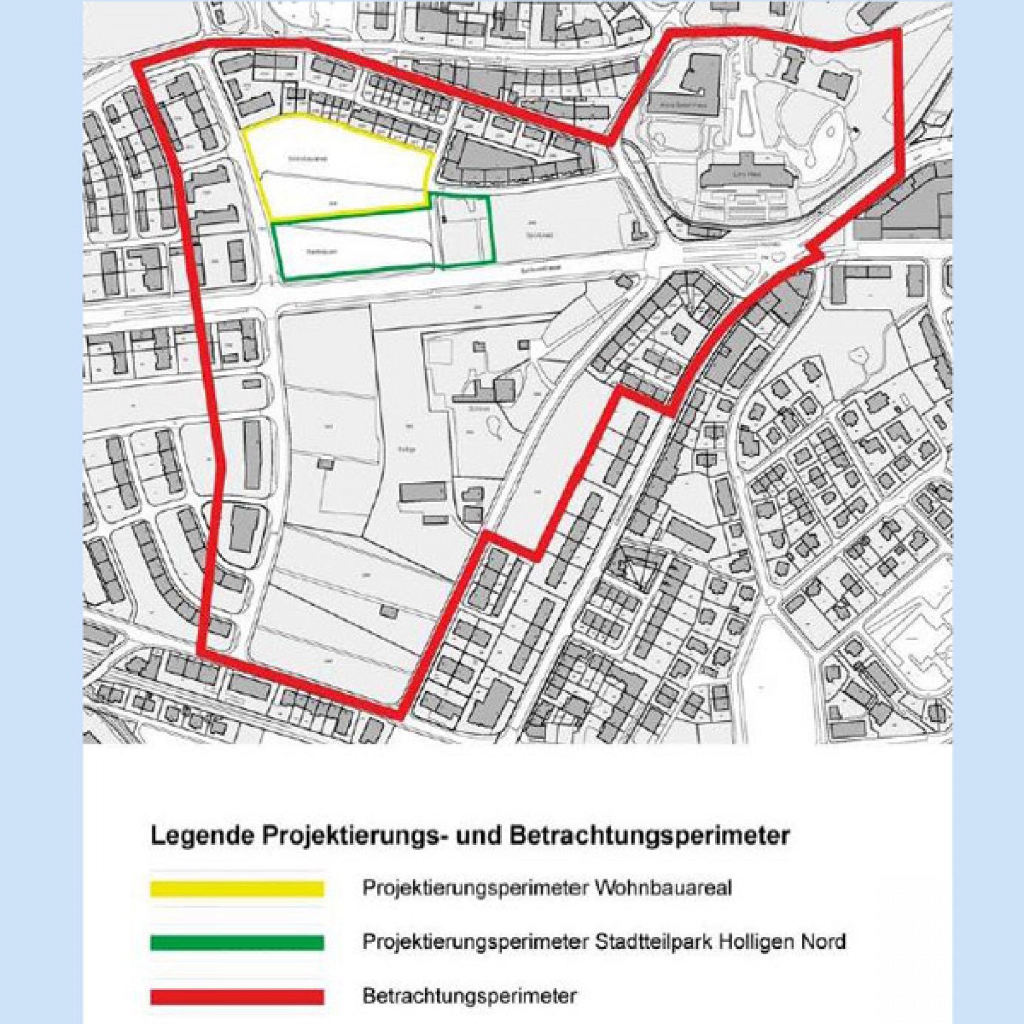 Die Projektierungs- und Betrachtungsperimeter im Planungsgebiet.