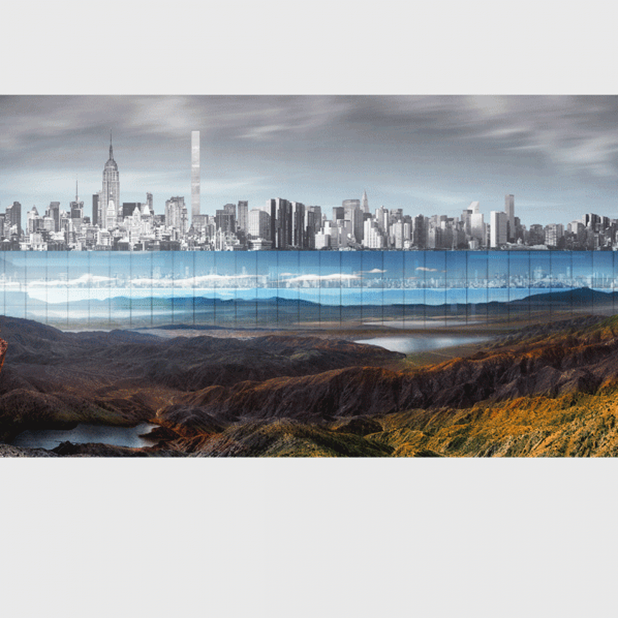 Allerdings ist die Weite nur eine Illusion - die verspiegelten Fassaden lassen die Landschaft unendlich erscheinen. ( Jianshi Wu, Yitan Sun)