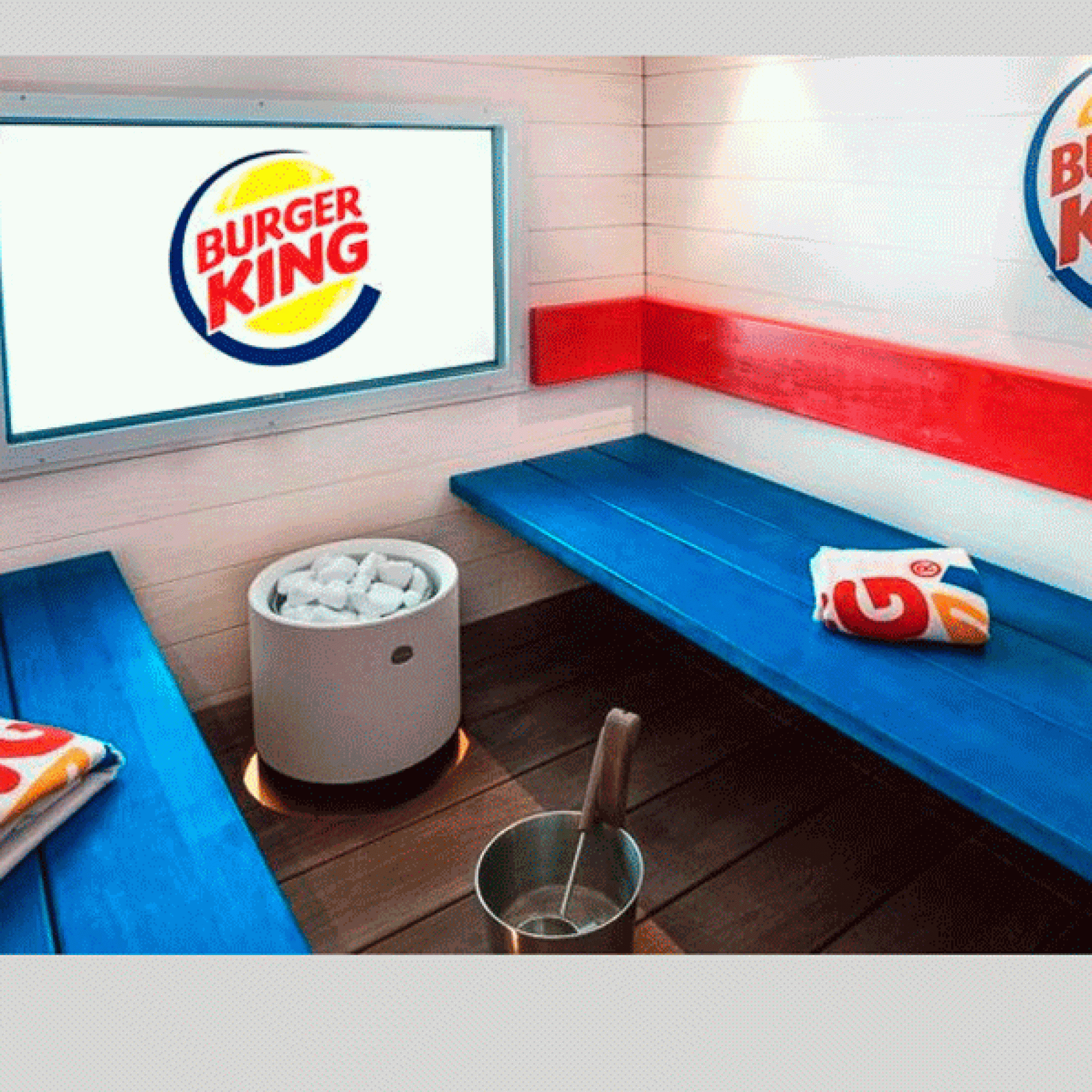 Saunieren im Burgertempel: So sieht die Sauna für Fans von Whopper & Co. aus. (Burger King Finland)