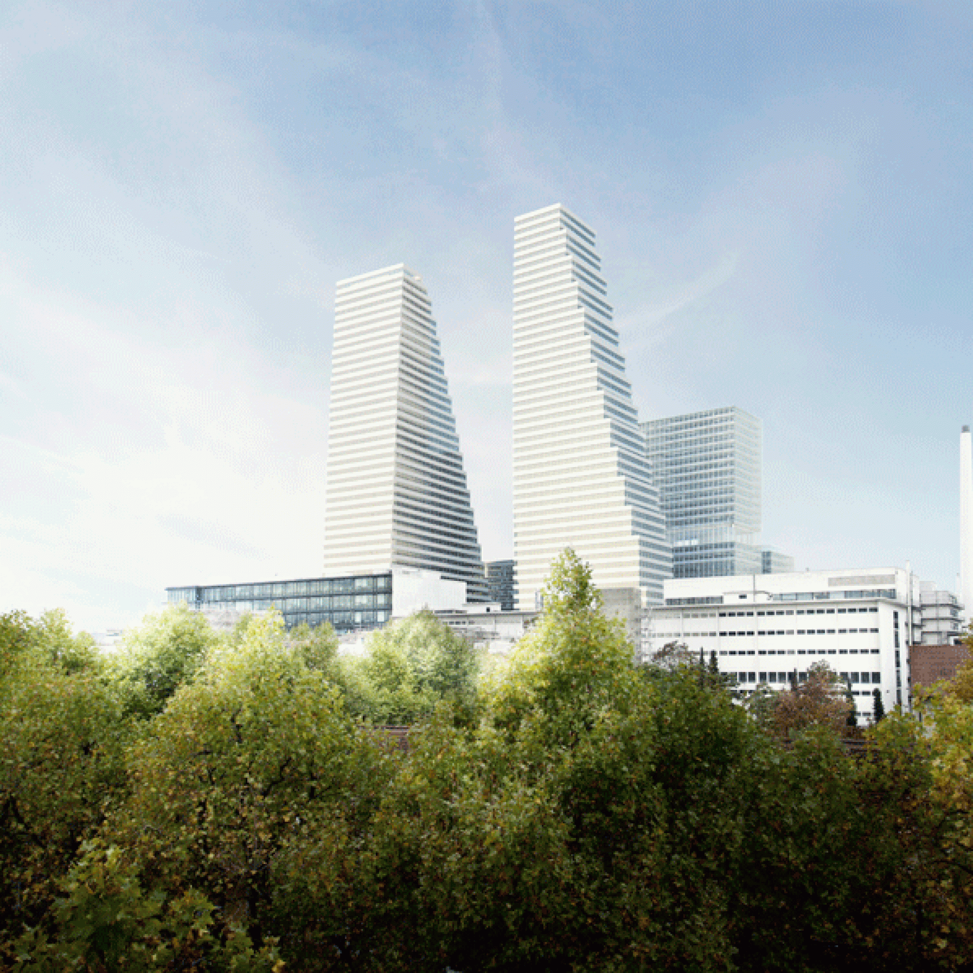 ...dürften der bereits in Betrieb genommene Turm und der geplante Bau 2 das Stadtbild prägen. (zvg)
