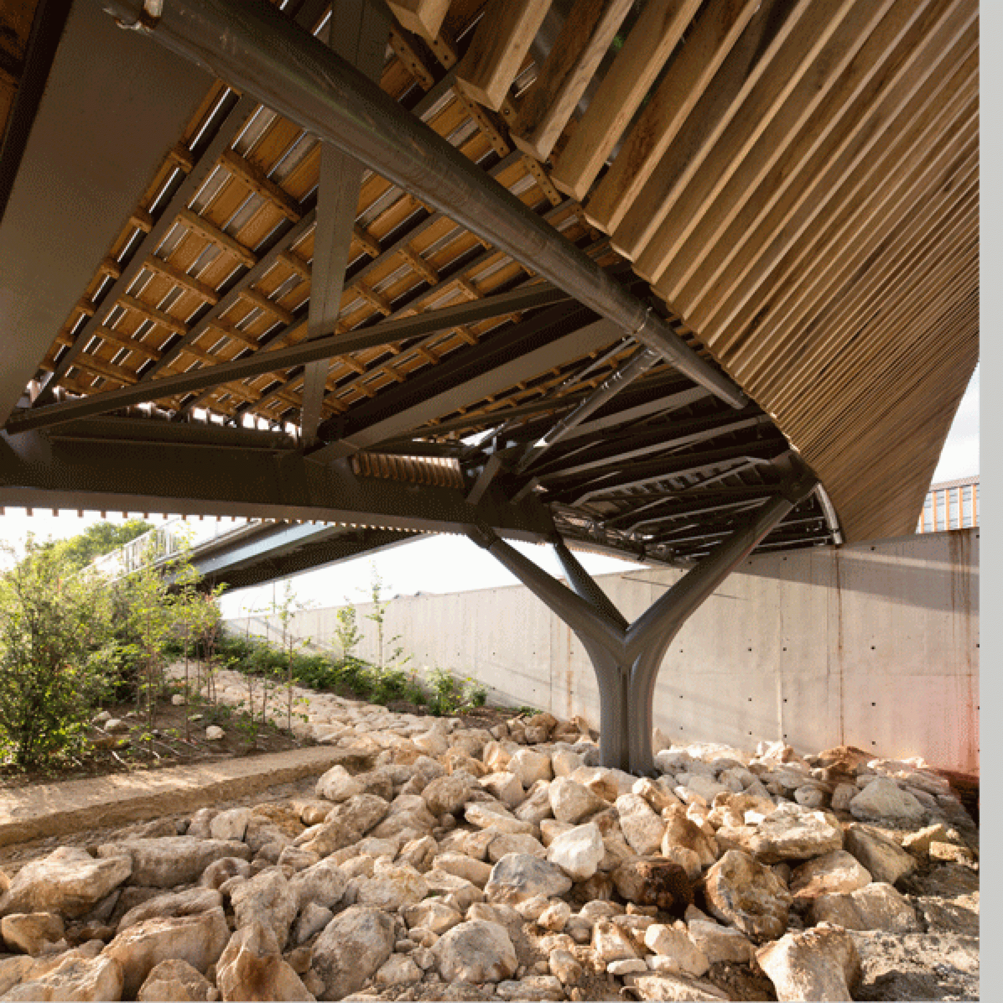 Die 100 Meter lange Brücke quert die Autobahn ohne eine Stütze in der Mitte.  (Luc Boegly/zvg)