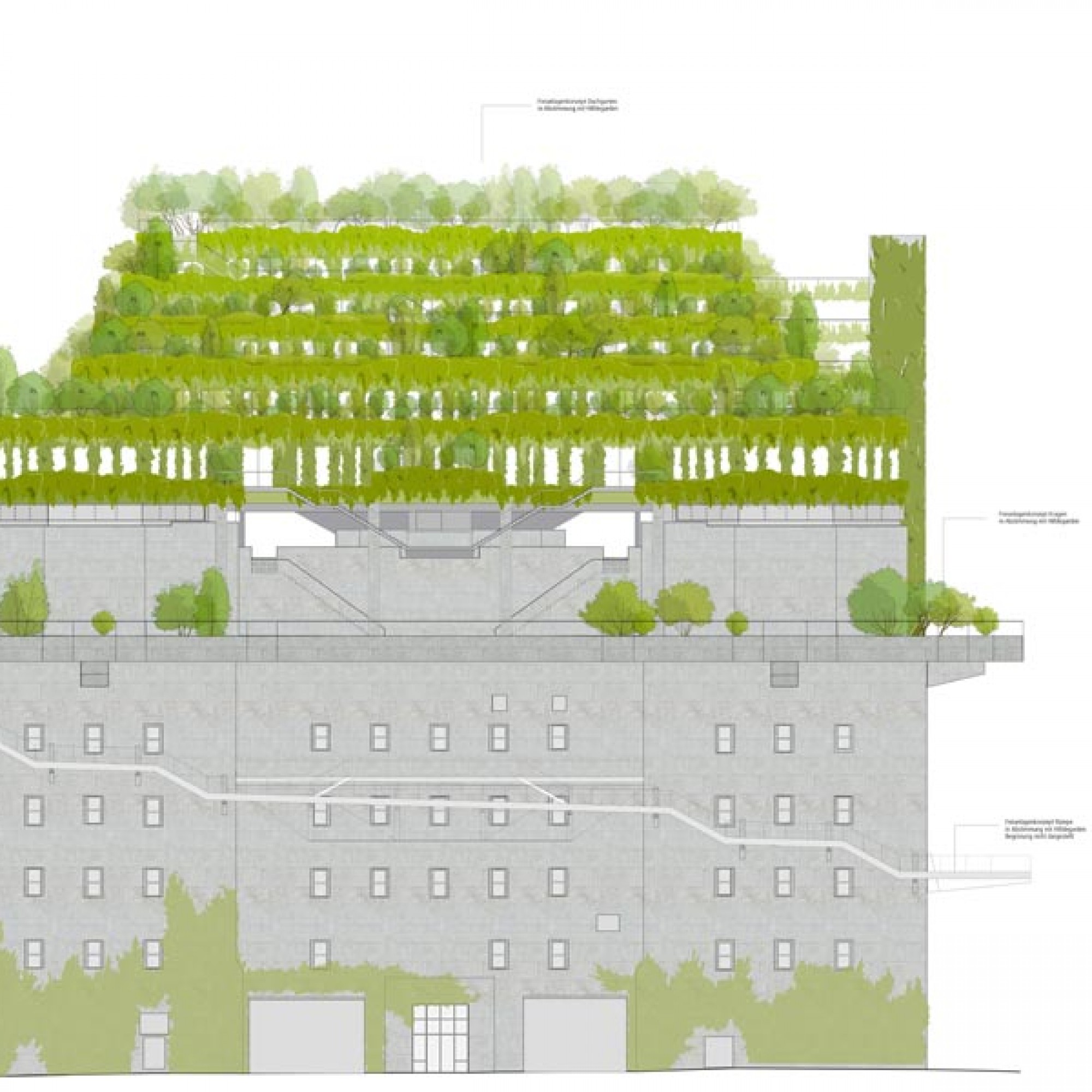 Ansicht des geplanten Umbaus von Süden.