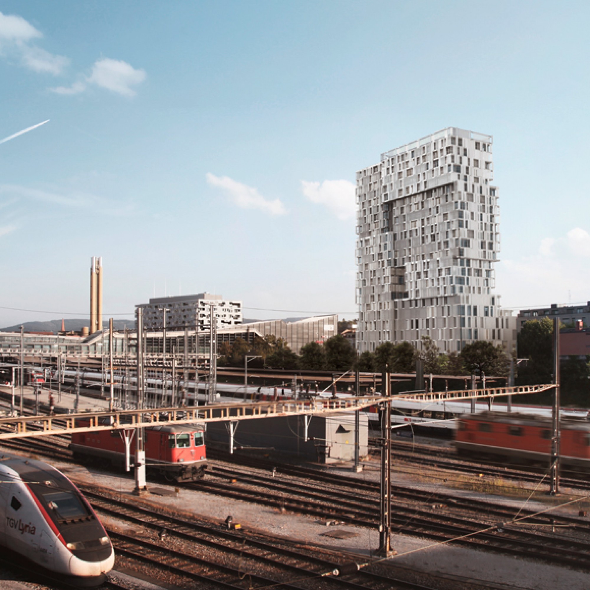 Wer dereinst mit dem Zug nach Basel fährt, wird den Turm schon Weitem sehen. (SBB) 1/4