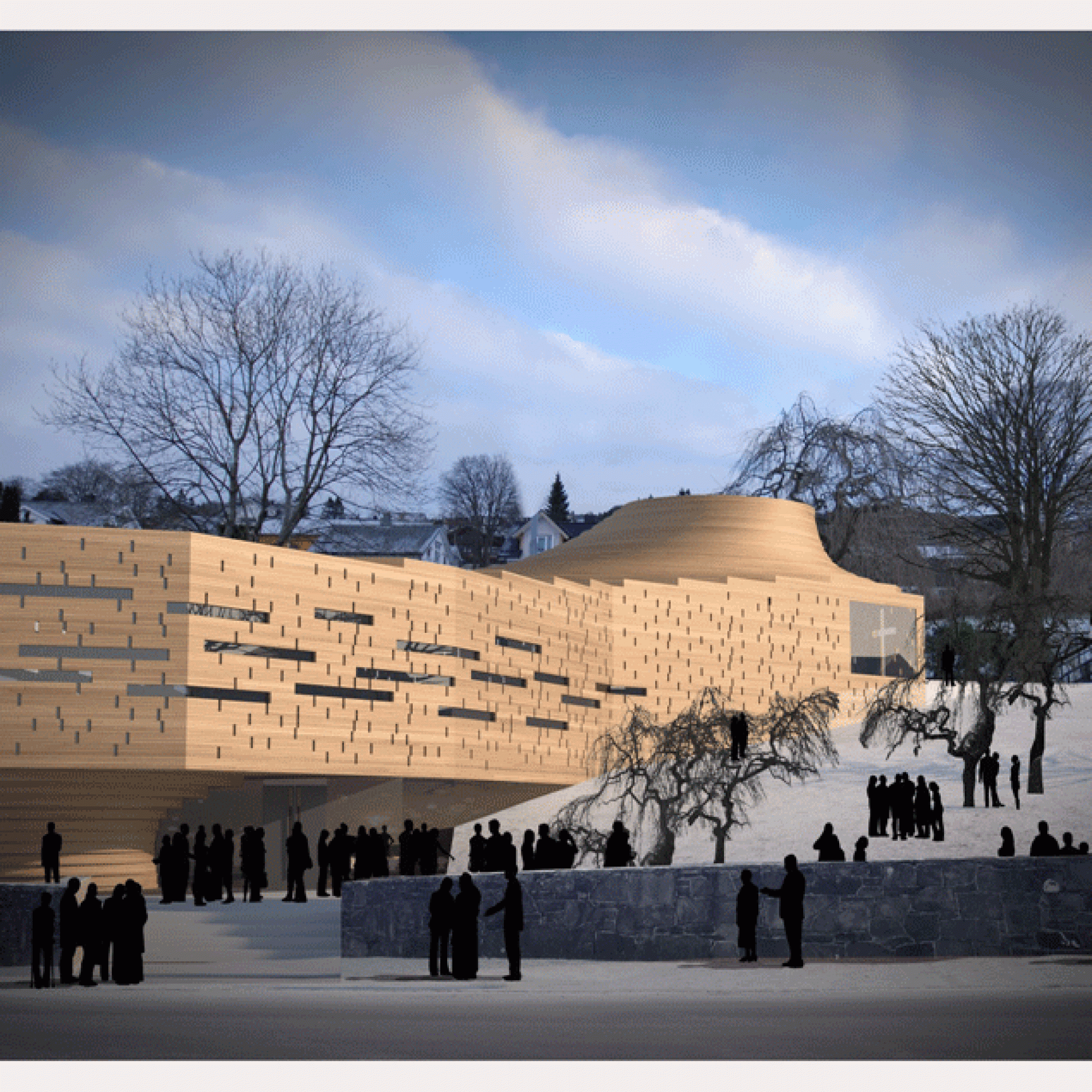 Wie ein Schiff erhebt sich die neue Kirche gegenüber der alten. (Bilder Snøhetta)