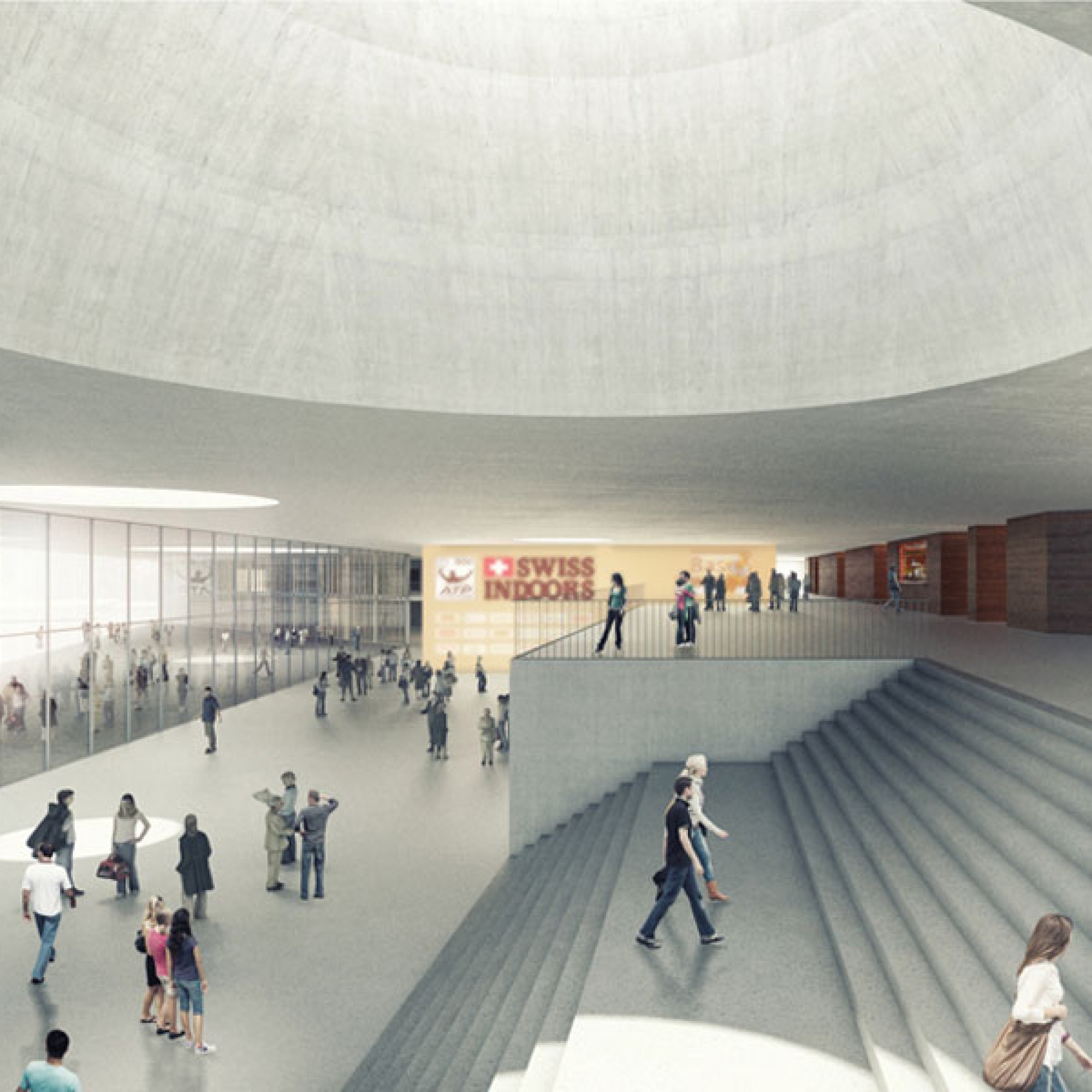 Visualisierung des neuen Foyers (Architektengemeinschaft Degelo, Berrel, Berrel, Kräutler)