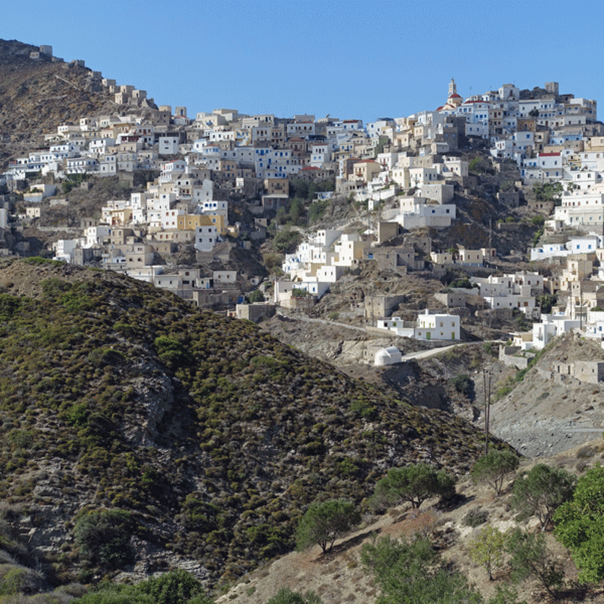 Das Dorf Olympos auf der griechischen Insel Karpathos