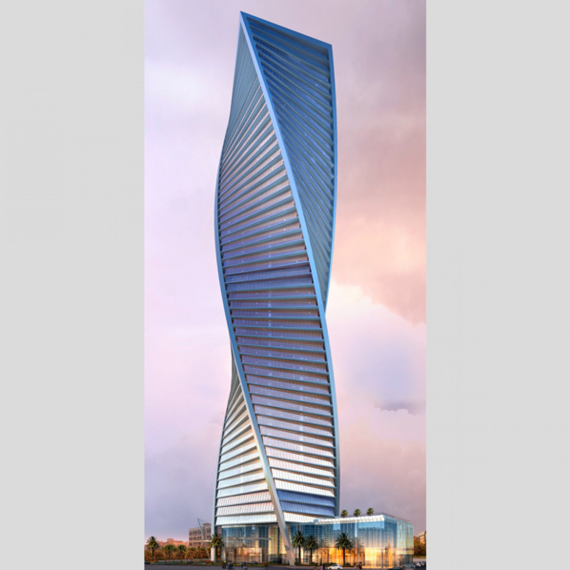  Rang 9, Al Majdoul Tower, Riad, Saudi Arabien, Fertigstellung voraussichtlich 2016,  232 Meter hoch, 54 Stockwerke, Rotation total 135 Grad, Rotation pro Etage 2.5  Grad. (zvg) 