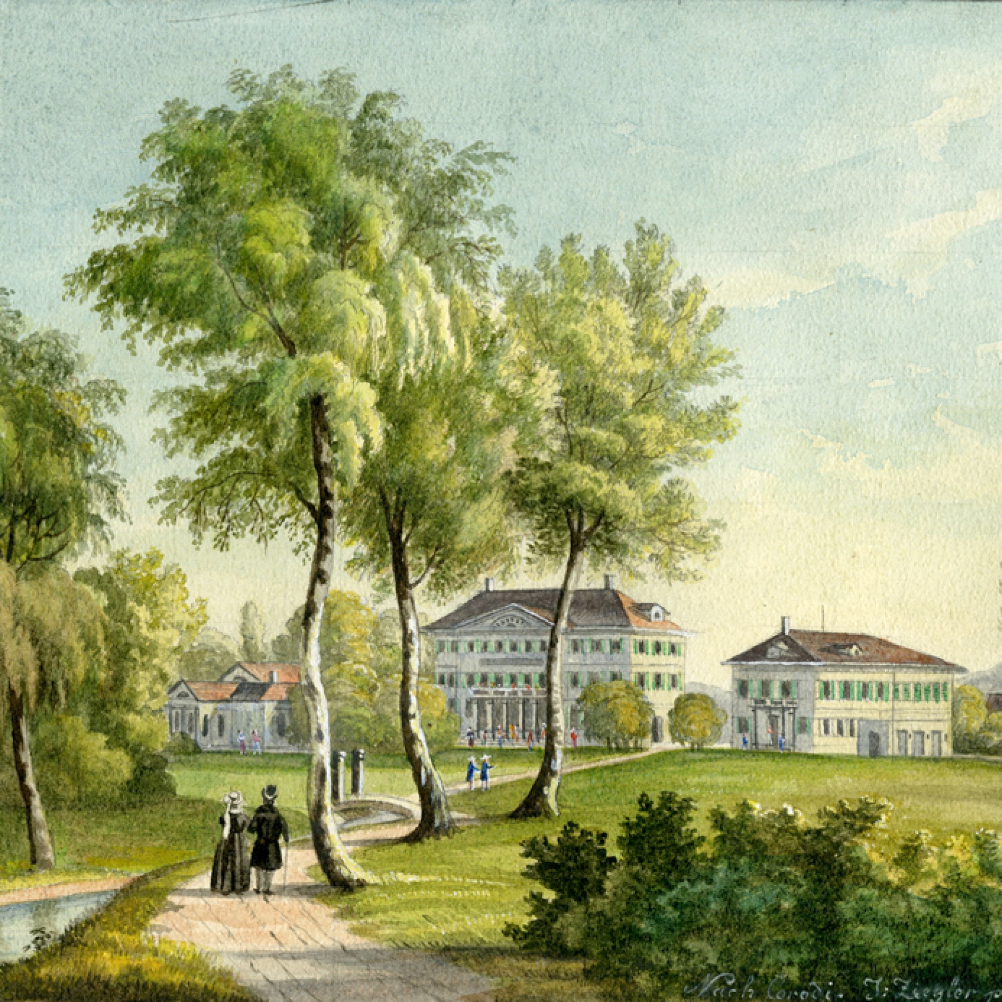 Der Winterthurer Adlerpark auf einer Darstellung von 1840. (winbib)