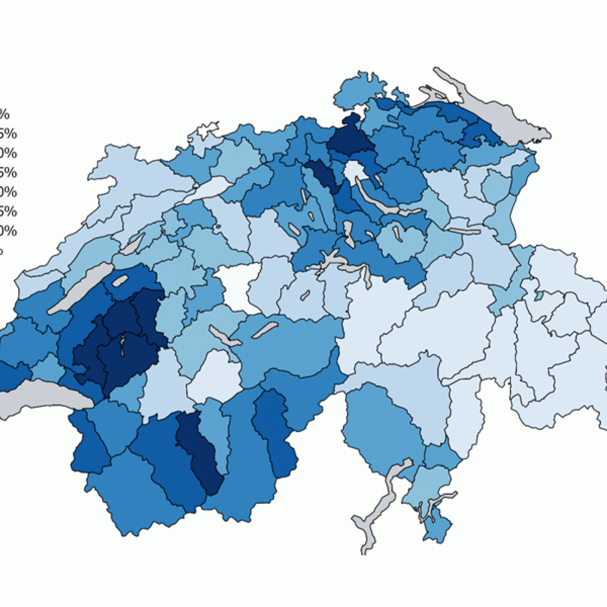 Entwicklung der Haushalte 2015 bis 2040 (Grafik: FPRE; Quellen: Prospektivmodell FPRE, Kartengrundlage BFS Geostat/swisstopo)