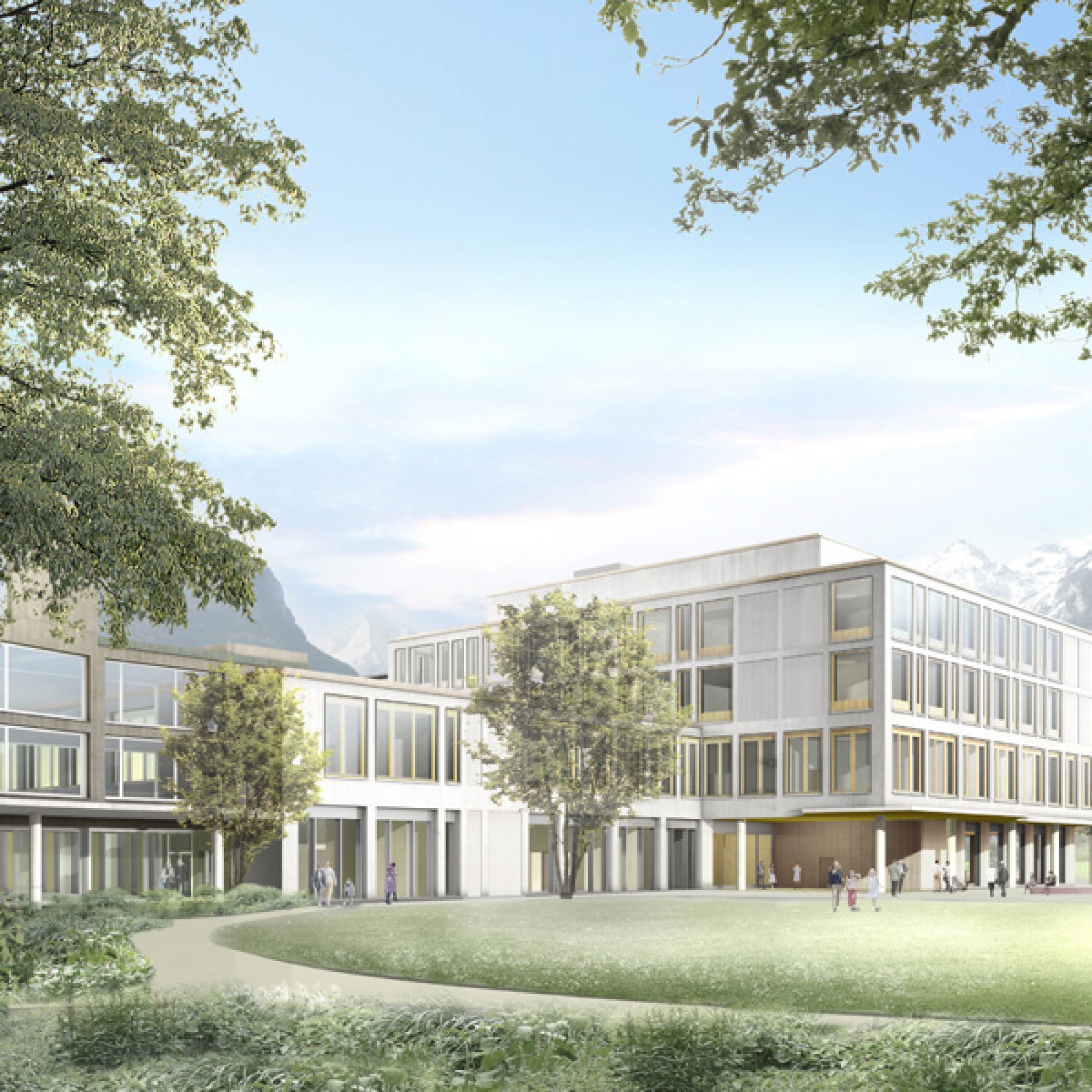 Aussenansicht des neuen Kantonsspitals Uri von der Spitalstrasse aus gesehen. (Visualisierungen zvg)