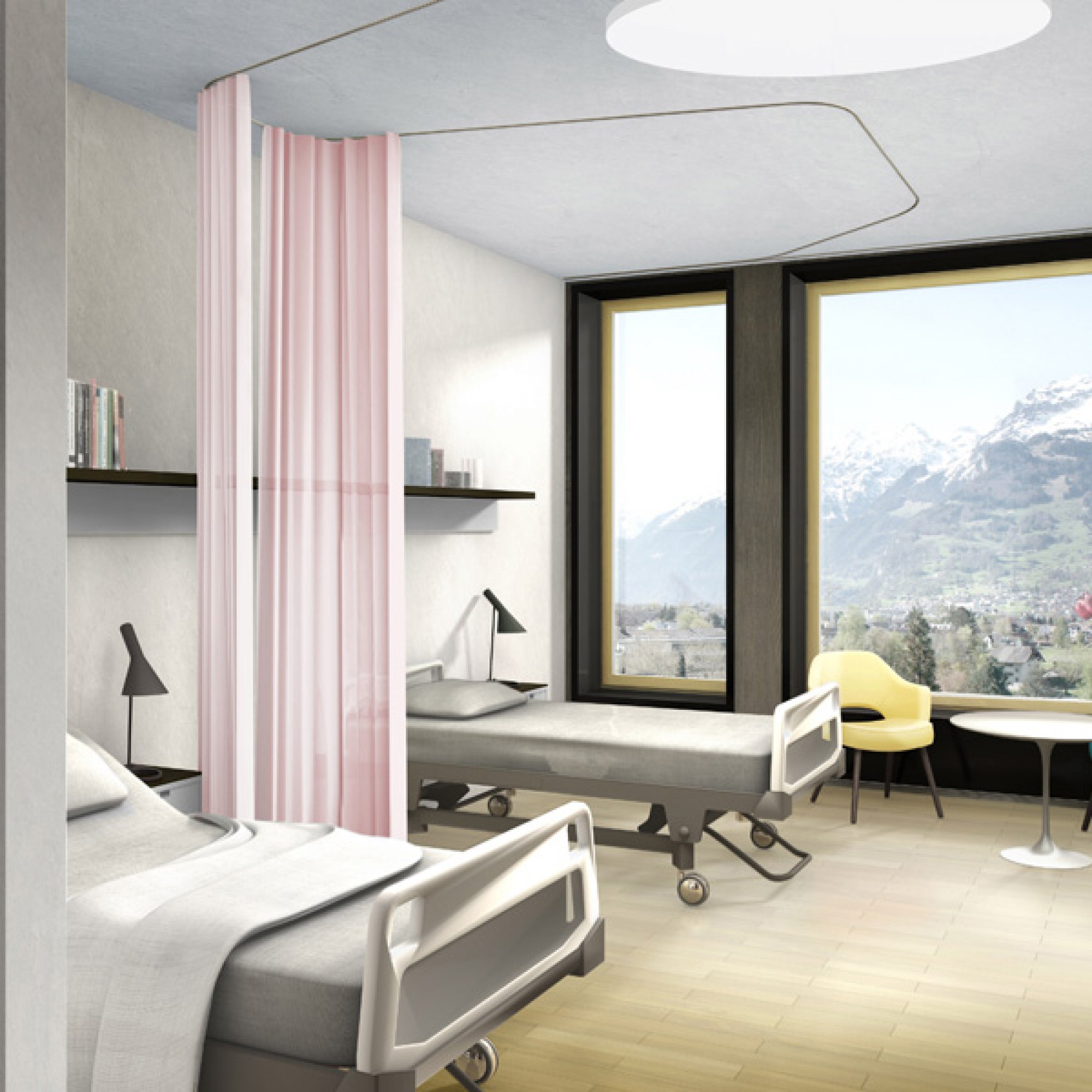 Blick in ein neues Patientenzimmer.