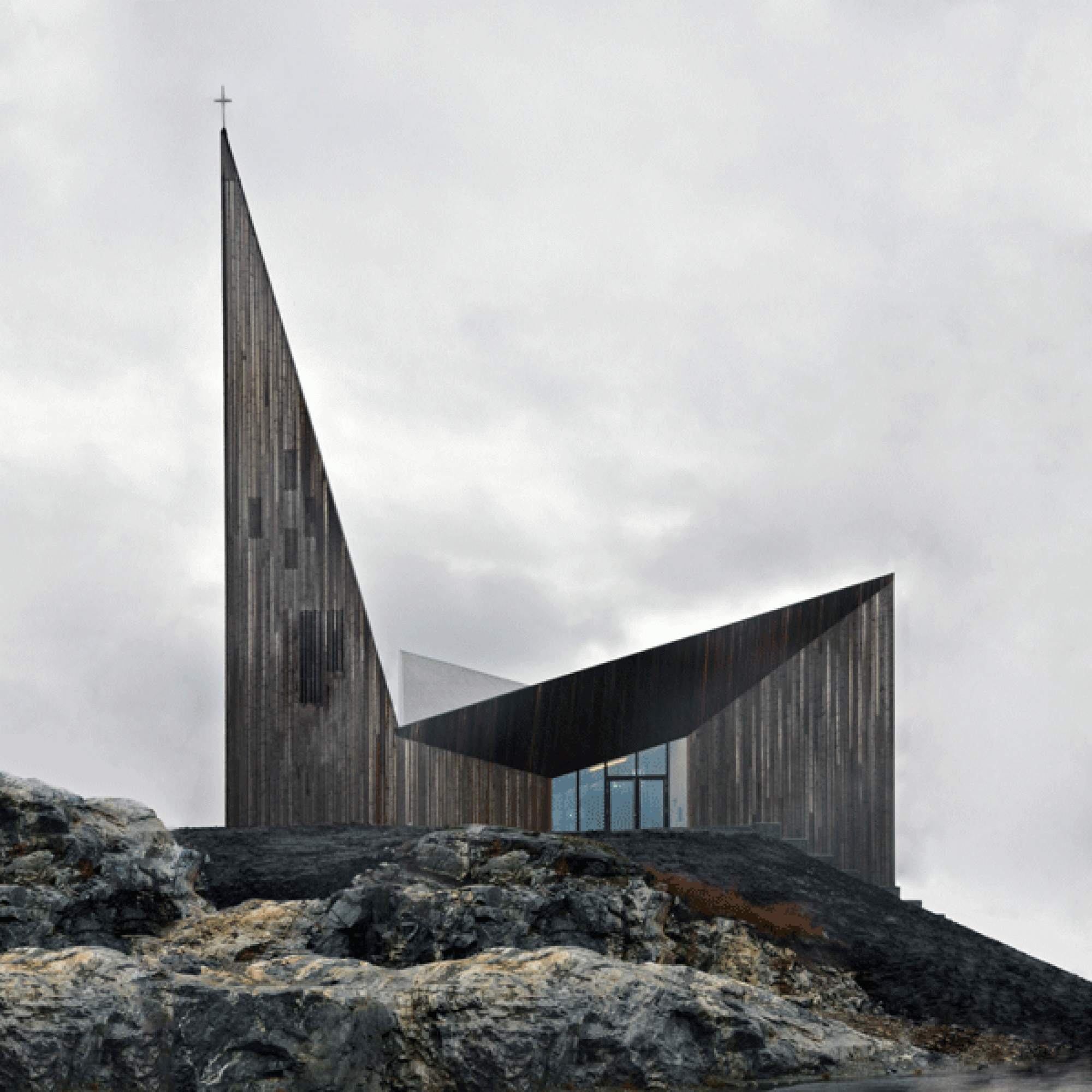 Für die Form liessen sich die Architekten von den tradtionellen Stabkirchen inspirieren. (Hundven Clements Photography))