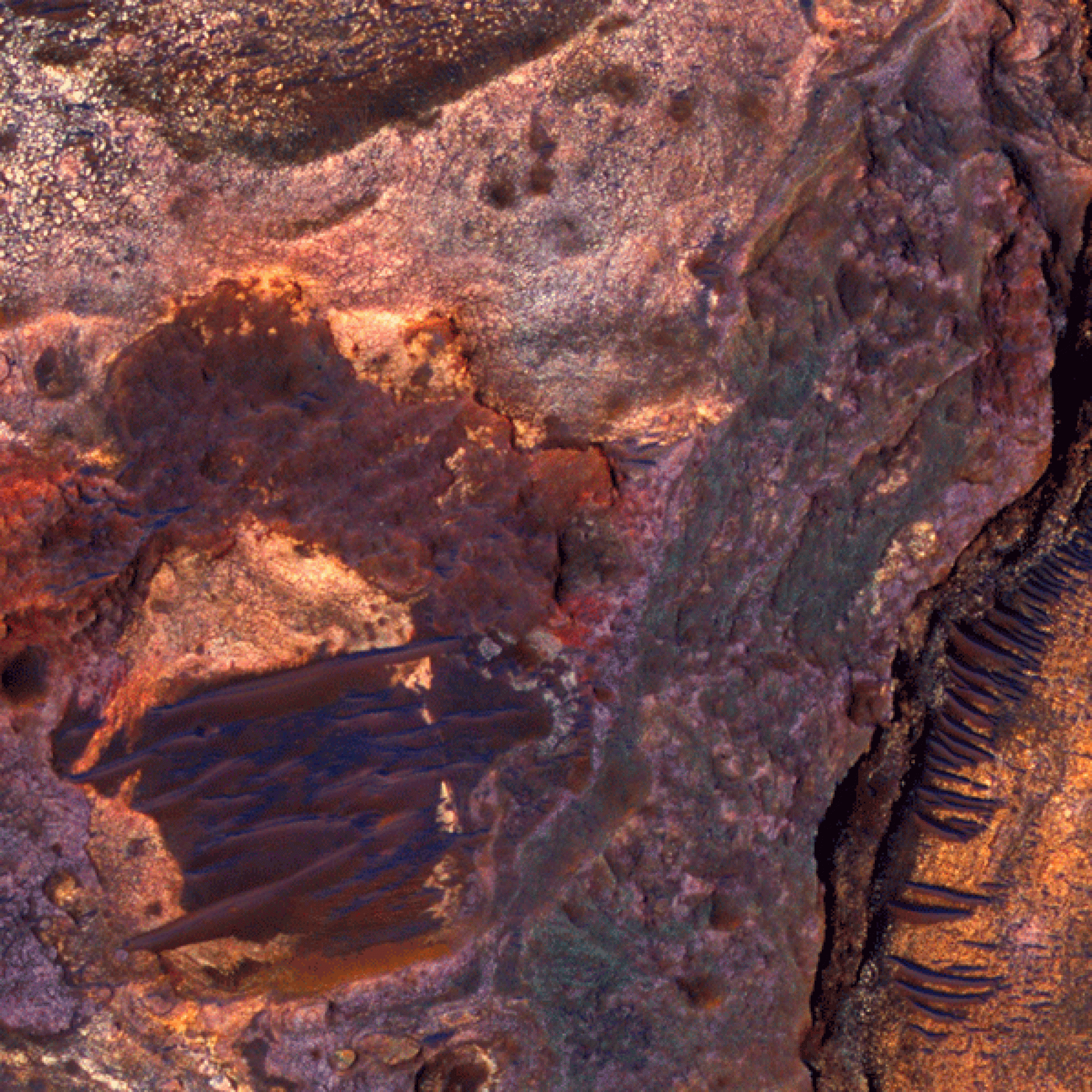 Krater bzw. Gestein auf dem Mars. (Nasa)